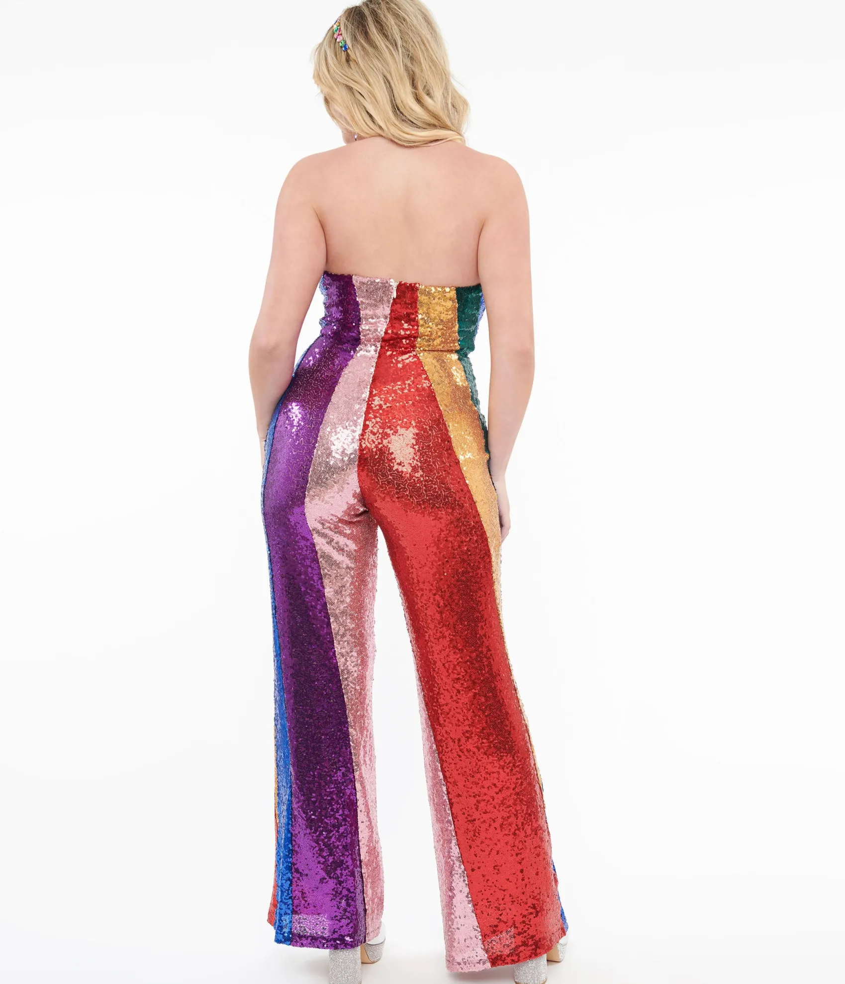 Unique Vintage Smak Parlour 1960s Rainbow Sequin Glamour Goddess Jumpsuit Online