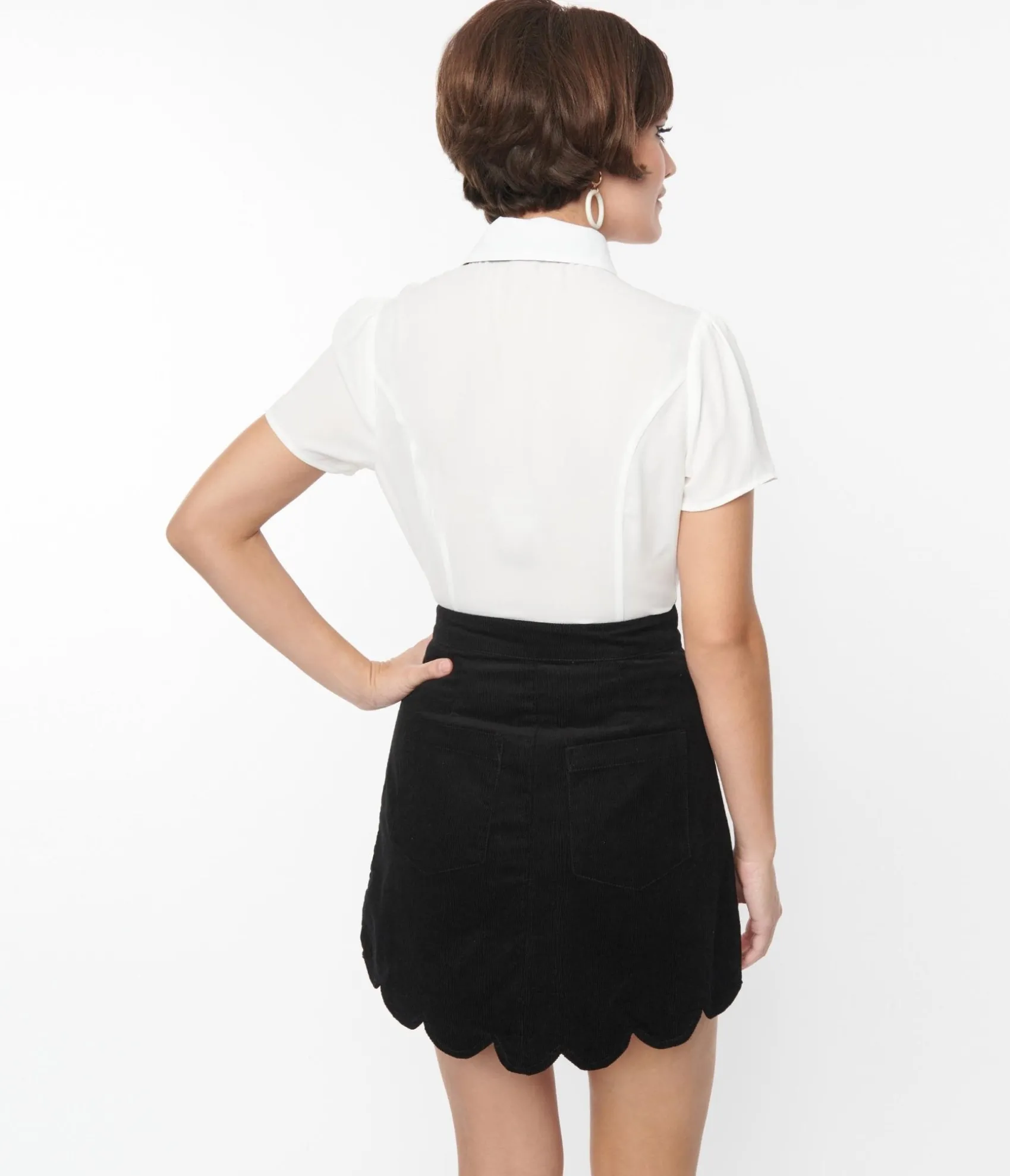 Unique Vintage Smak Parlour White & Bow Ties Power Play Blouse Fashion