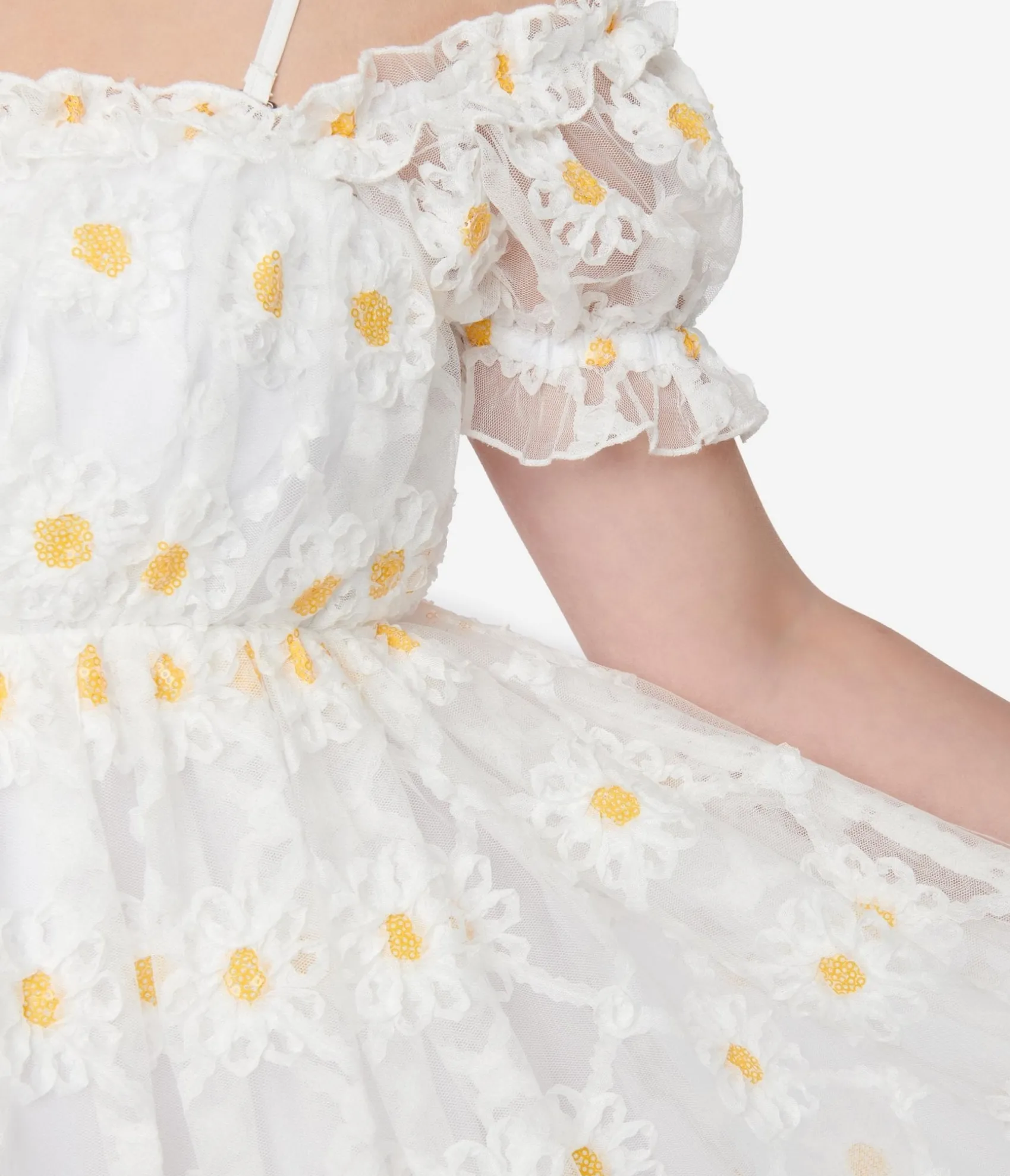 Unique Vintage Smak Parlour White Daisy Off the Shoulder Babydoll Dress New
