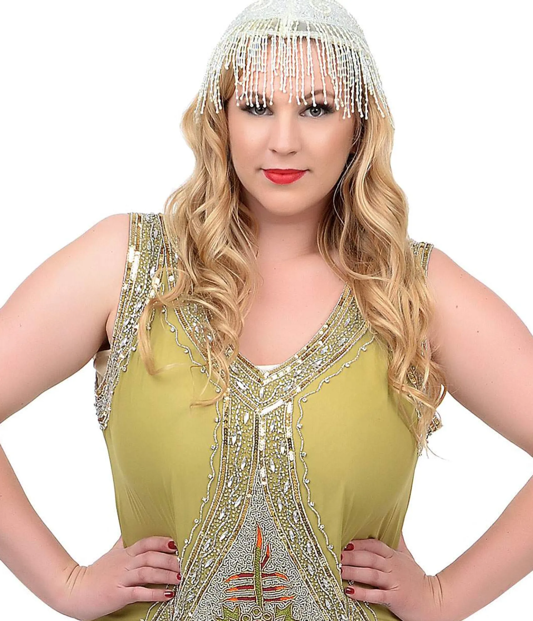 Unique Vintage Special Order - 1920s Green & Silver Embroidered & Hand Beaded Somerset Flapper Dress Online