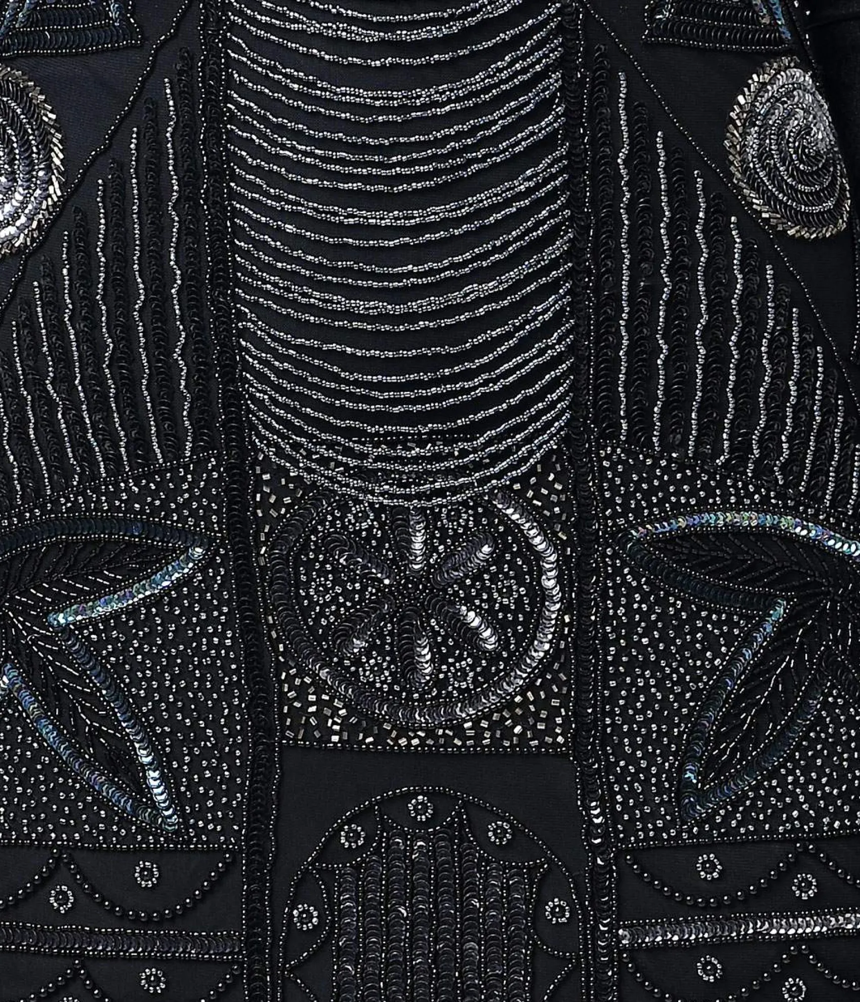 Unique Vintage Special Order- 1920s Style Black Hand Beaded Fringe Bosley Flapper Dress Clearance