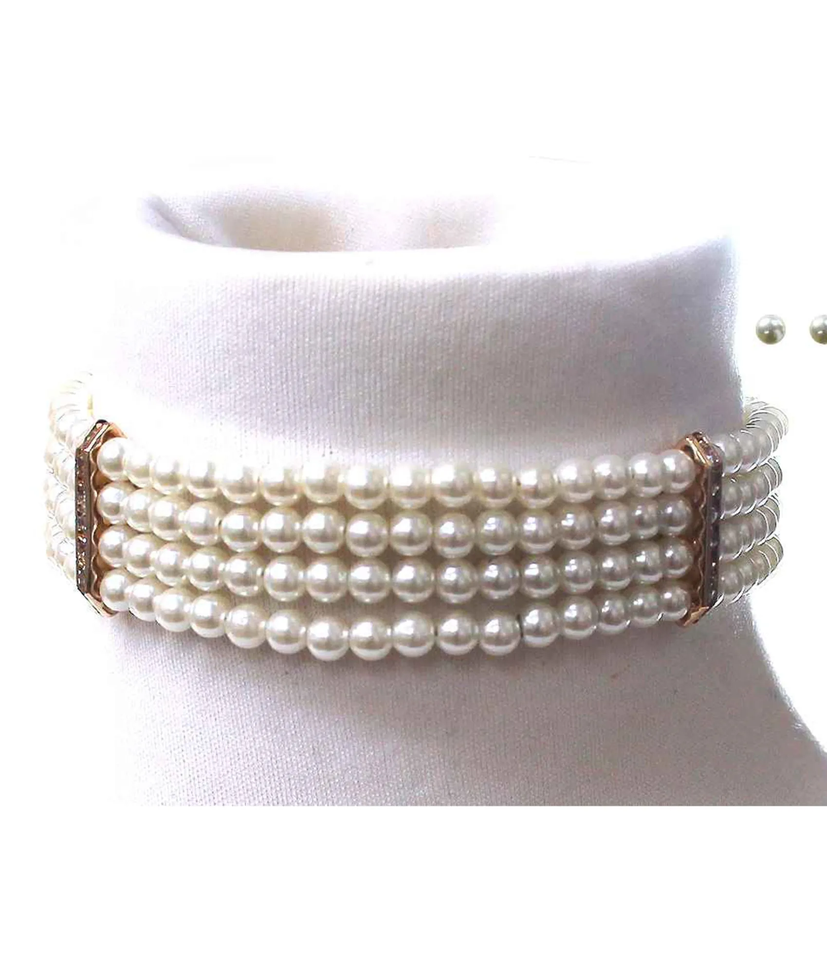 Unique Vintage Stacked Faux Pearl Choker Necklace Outlet