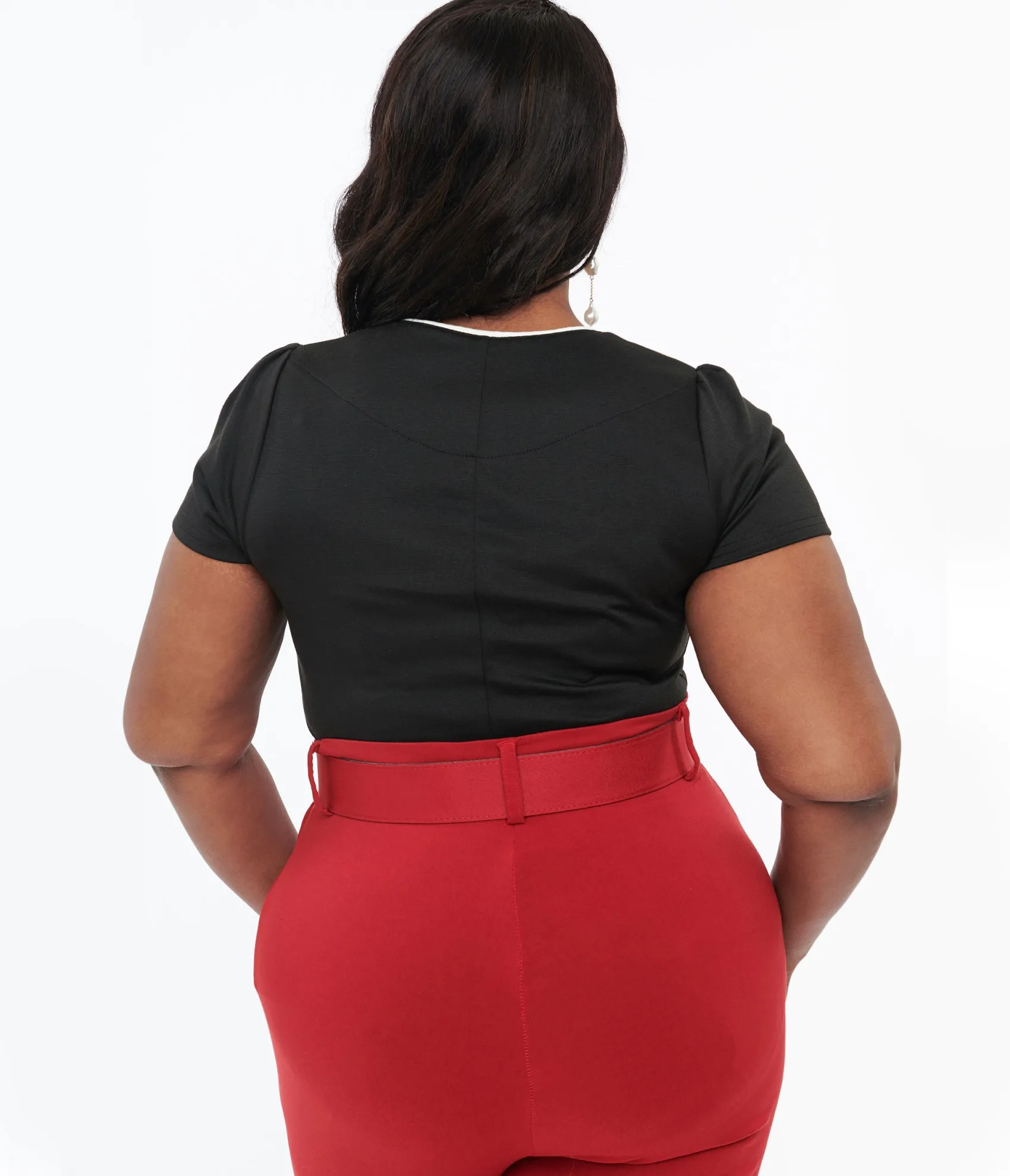 Unique Vintage Steady 1950s Black & White Piped Sophia Top Online