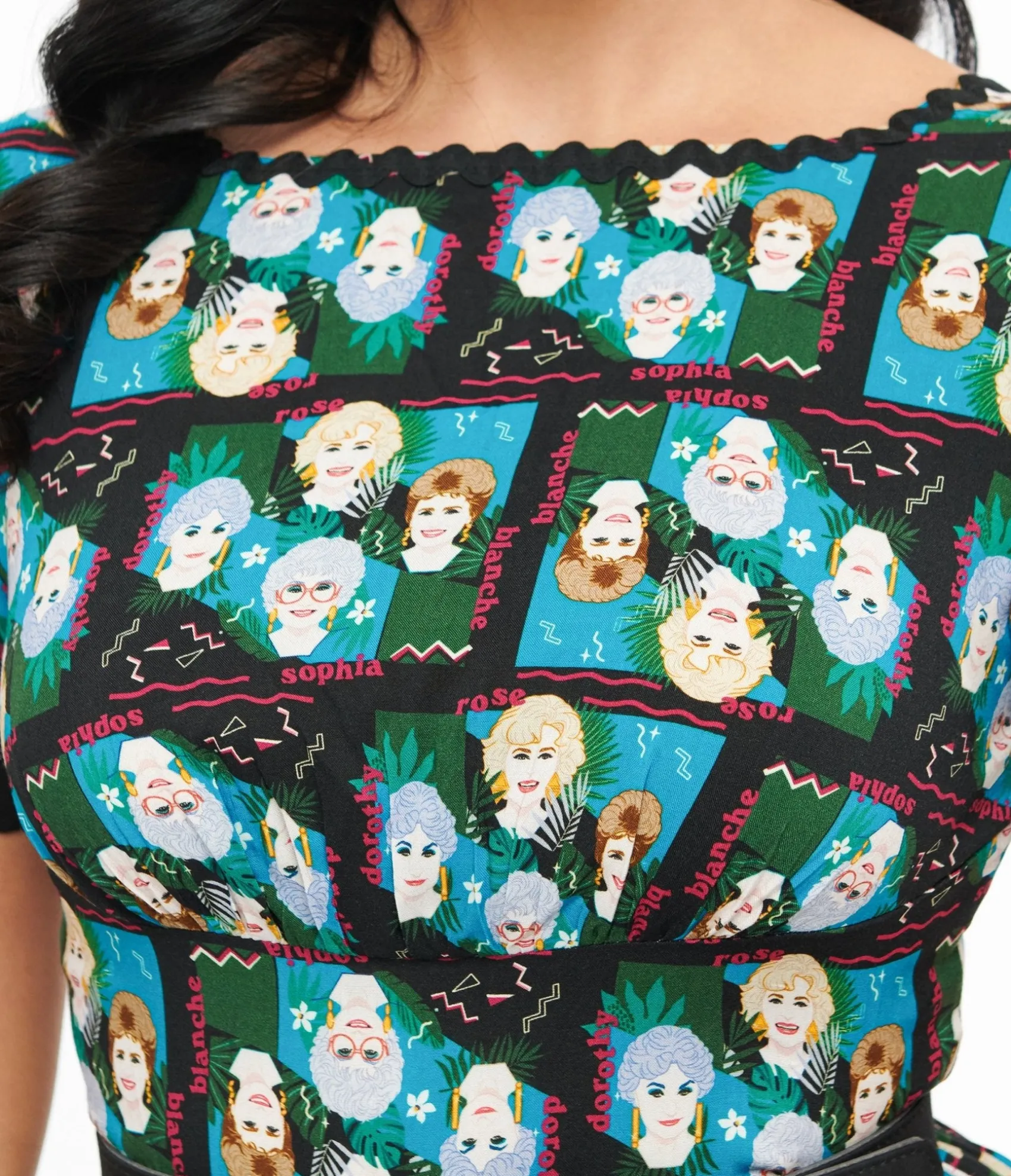Unique Vintage The Golden Girls x Black & Blue The Golden Girls Print Swing Dress Best