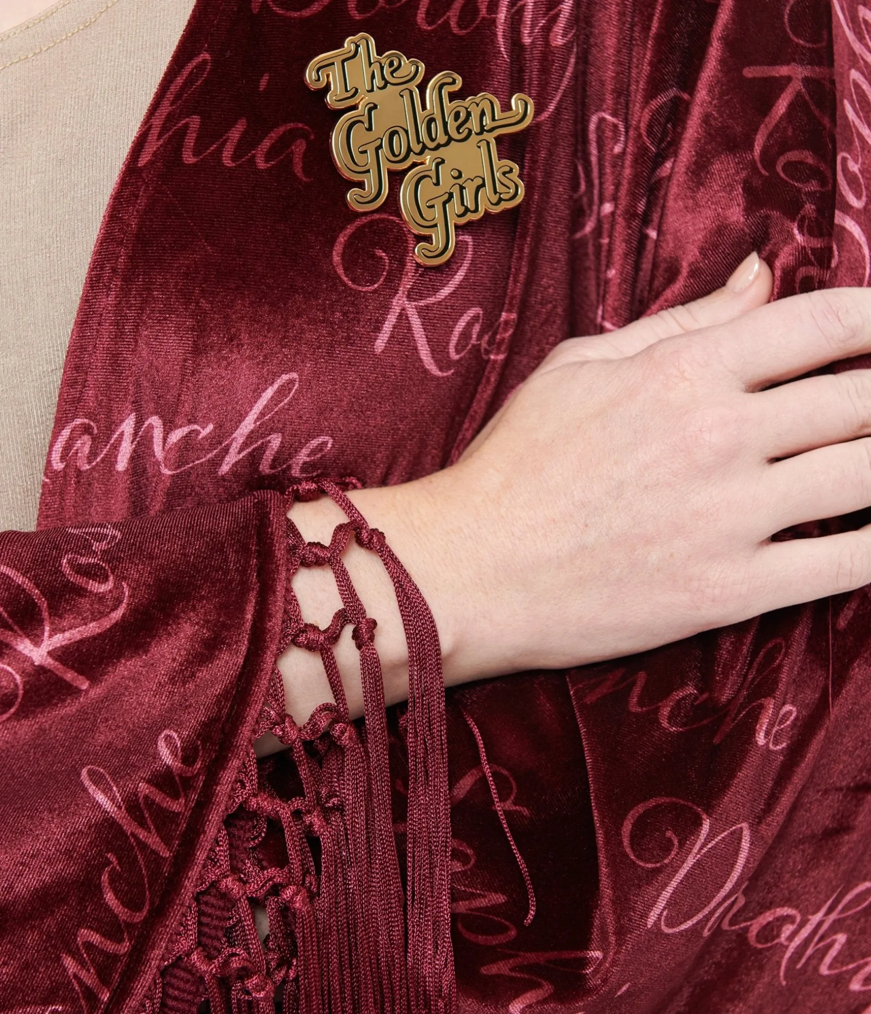 Unique Vintage The Golden Girls x Burgundy Velvet Blanche Kimono Best Sale