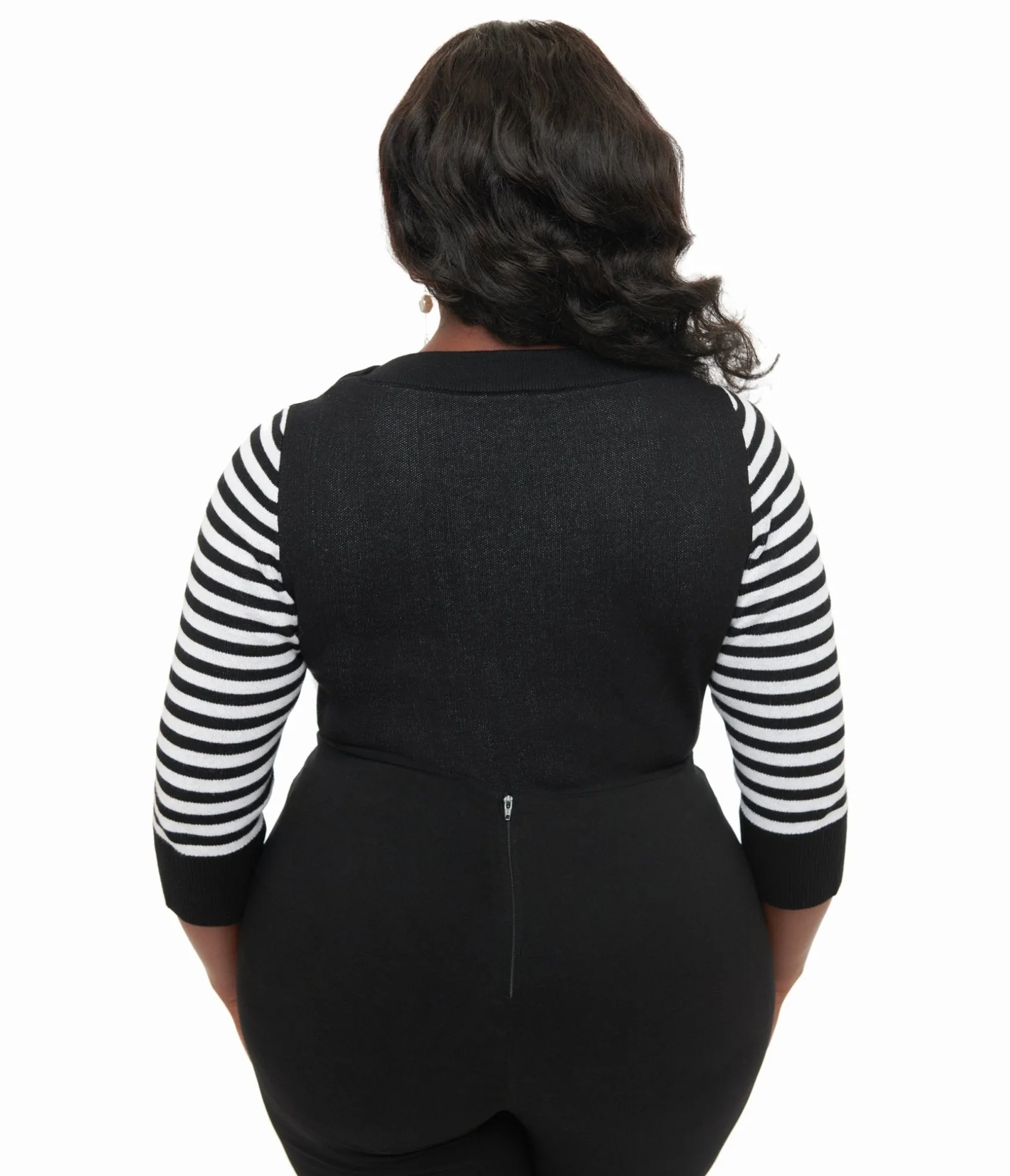 Unique Vintage Tim Burton’s The Nightmare Before Christmas by Plus Size Black & White Stripe Sally Minou Sweater Sale