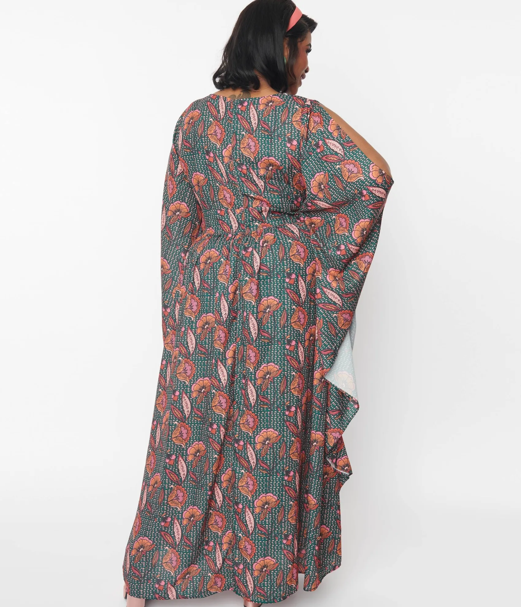 Unique Vintage Bali Floral Print Flutter Sleeve Caftan Best