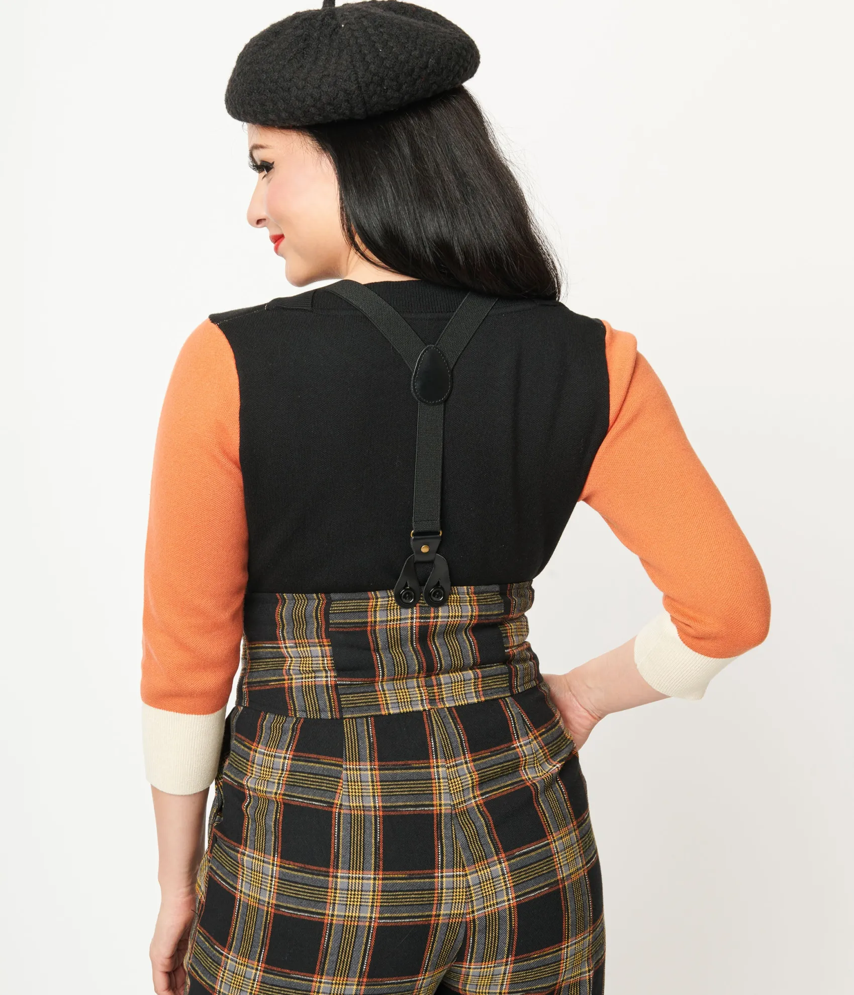 Unique Vintage Black & Orange Fox Sleeve Minou Sweater Hot