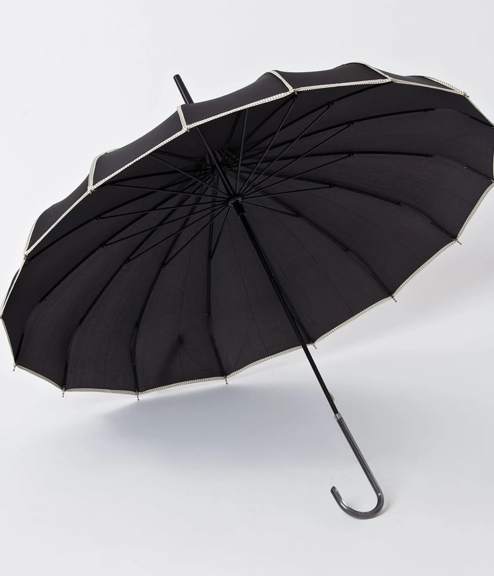 Unique Vintage Black & Polka Dot Tan Princess Pagoda Umbrella Discount