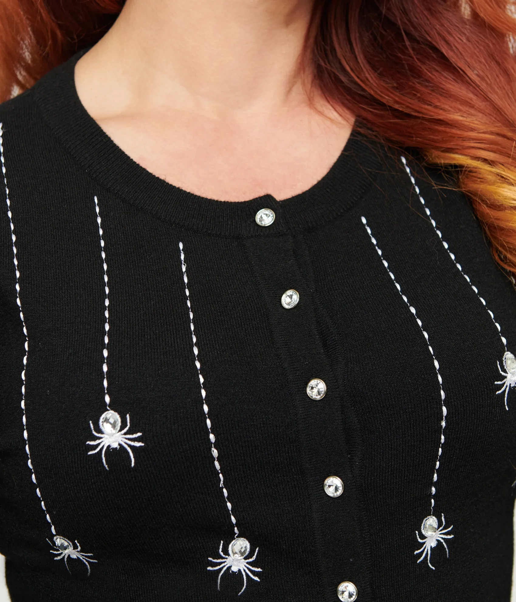 Unique Vintage Black & Spider Embroidered Bookworm Cardigan Hot