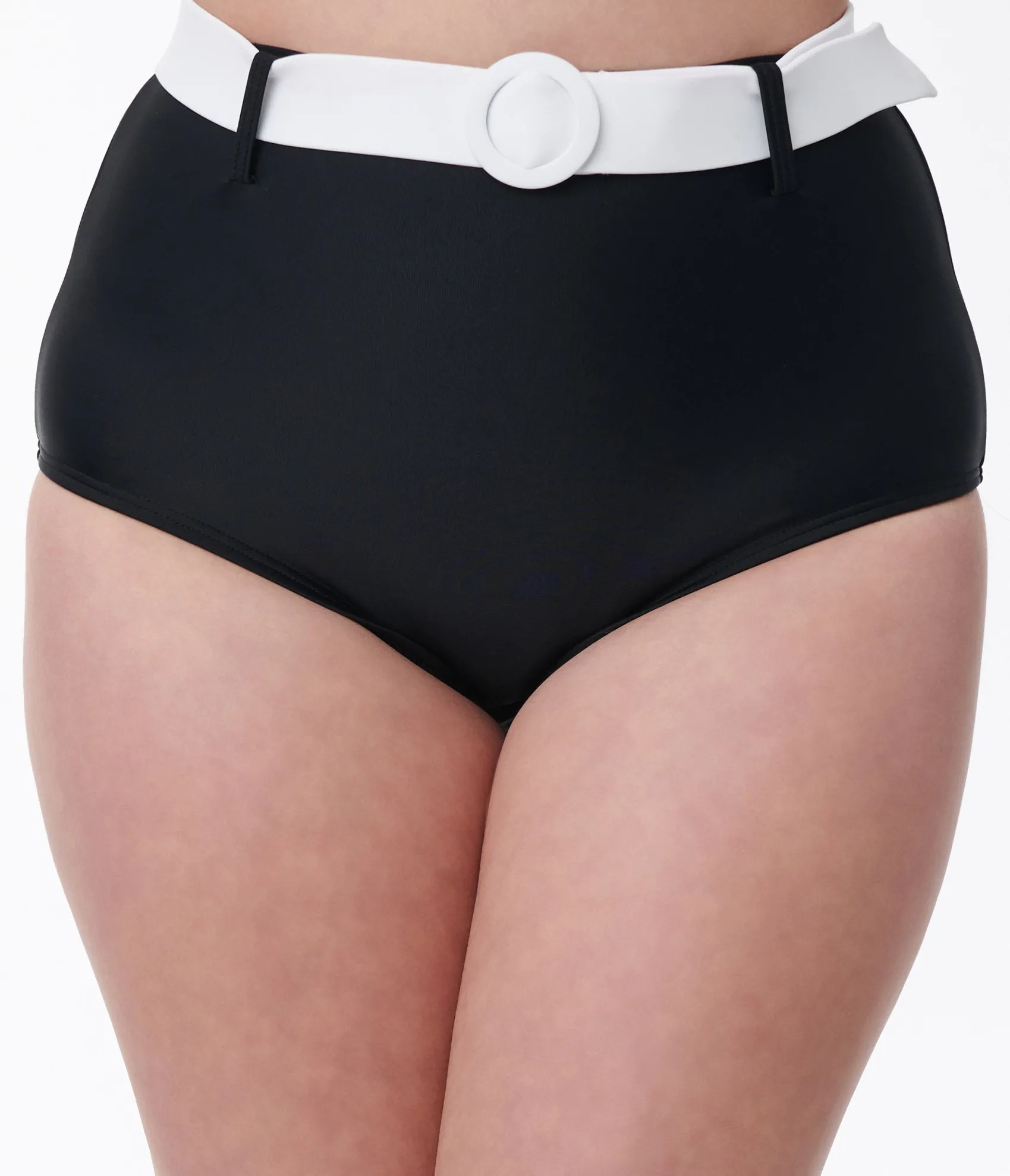 Unique Vintage Black & White Belted Swim Bottoms Shop