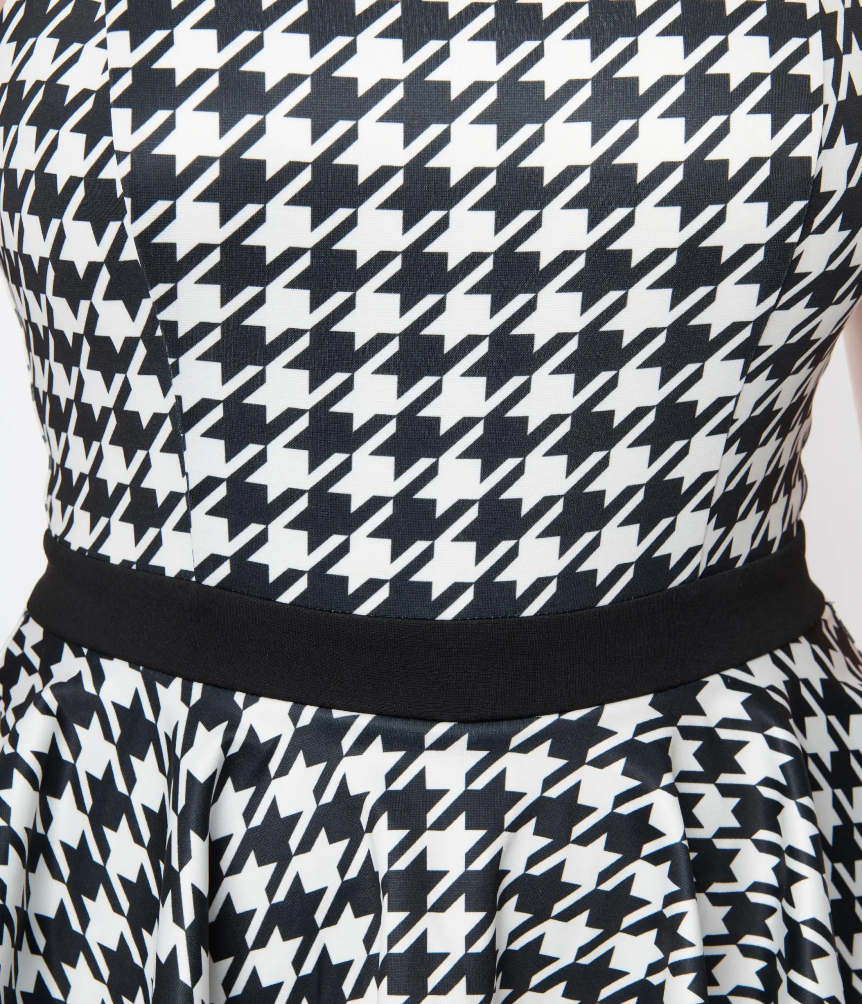 Unique Vintage Black & White Houndstooth Peplum Jumpsuit Hot