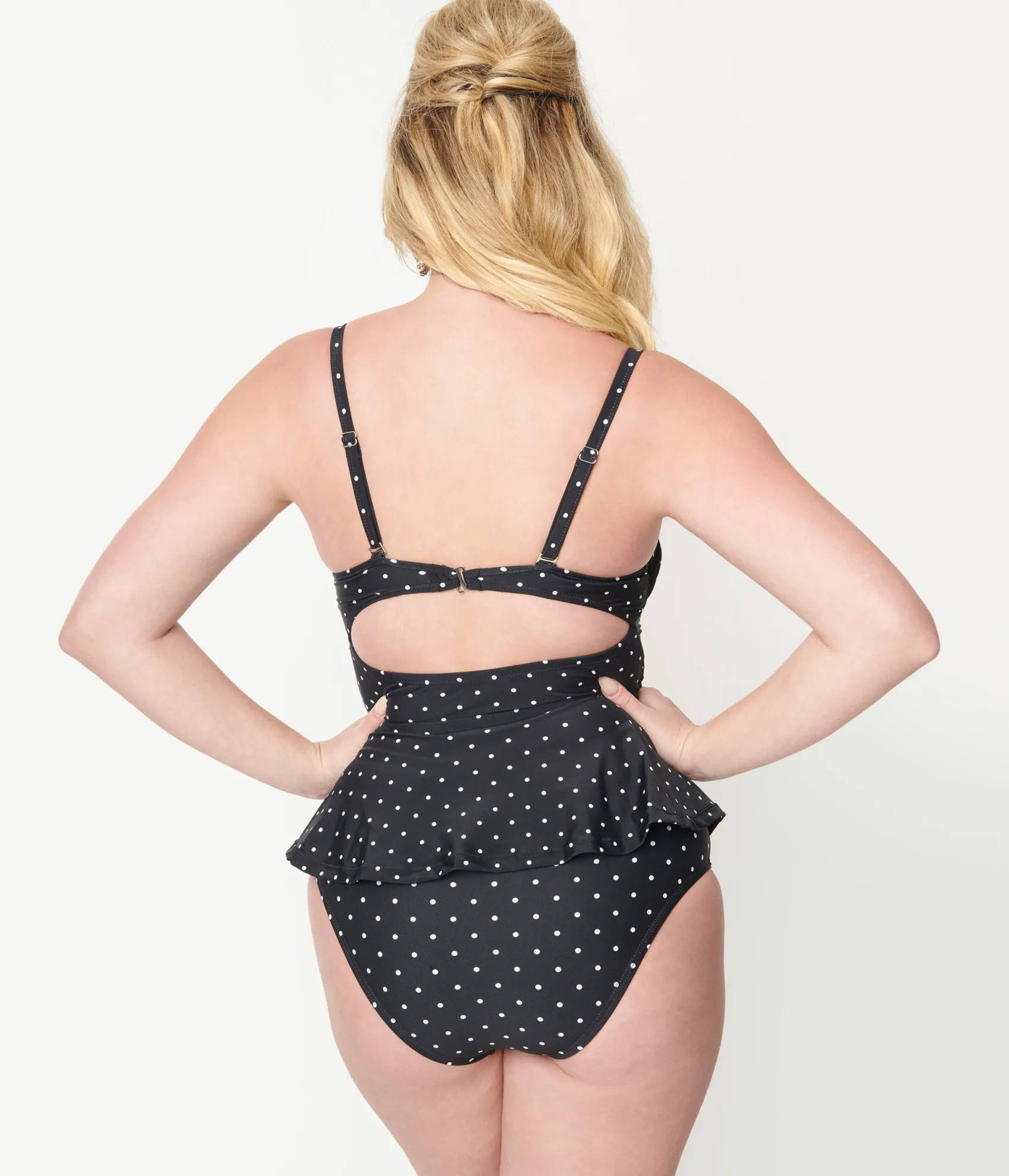 Unique Vintage Black & White Pin Dot Daphne Swim Bottoms Store