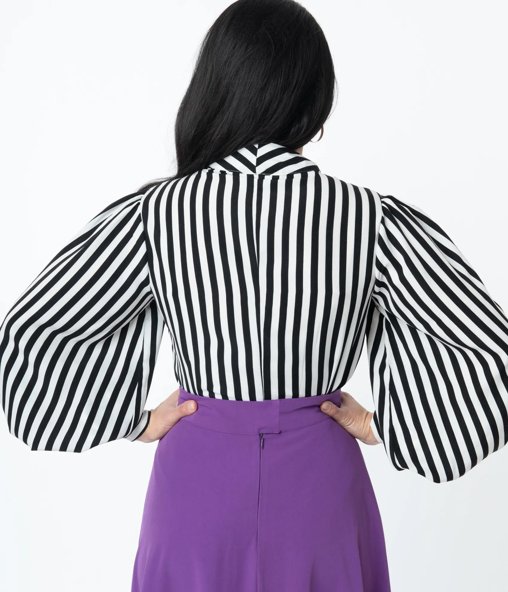 Unique Vintage Black & White Stripe Gwen Blouse Clearance