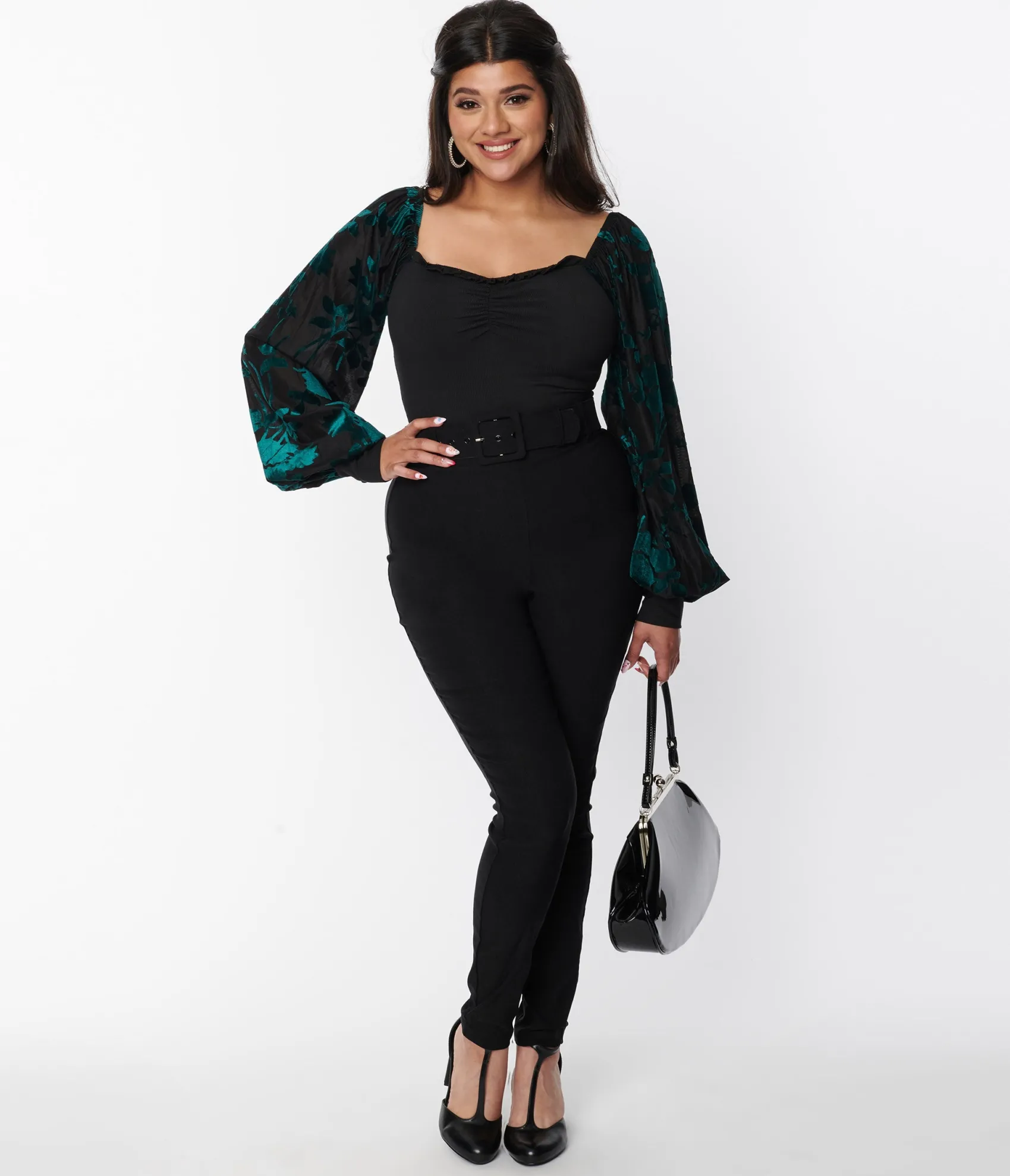 Unique Vintage Black Belted Rizzo Cigarette Pants Cheap