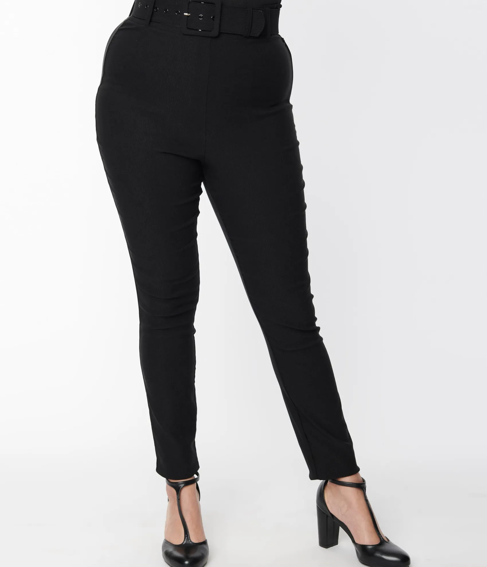 Unique Vintage Black Belted Rizzo Cigarette Pants Cheap