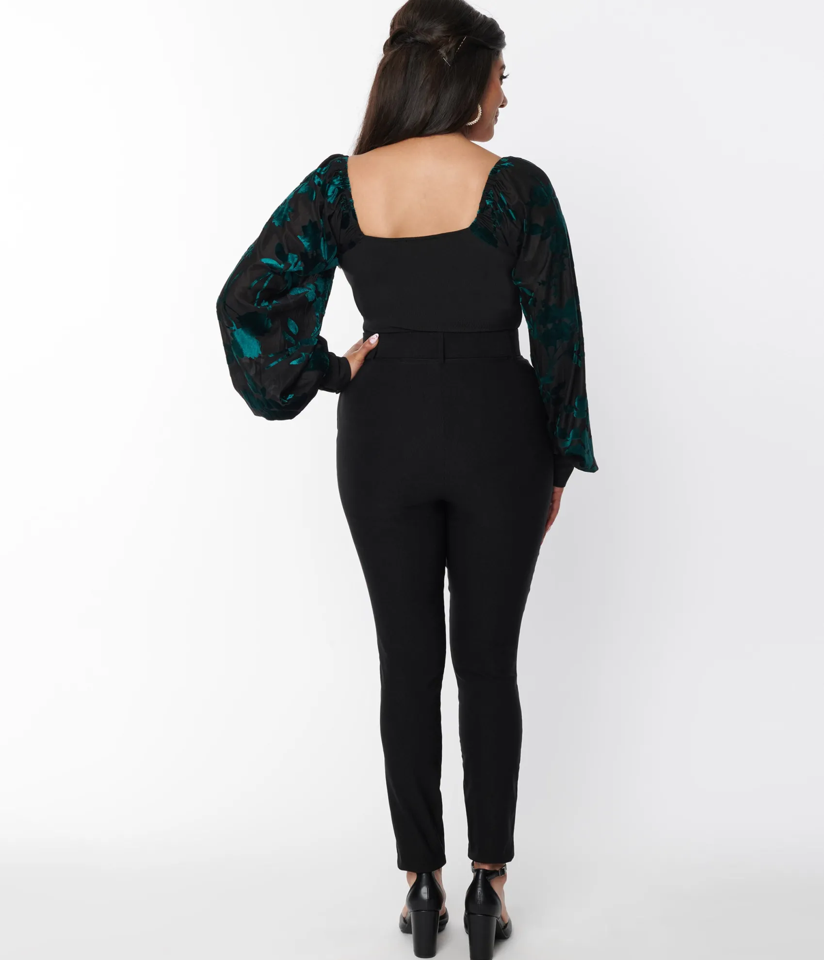 Unique Vintage Black Belted Rizzo Cigarette Pants Cheap