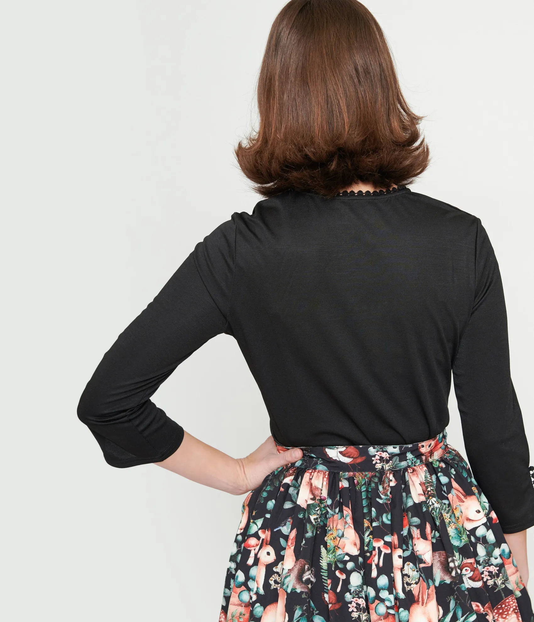 Unique Vintage Black Cutout Neck Tie Top Hot