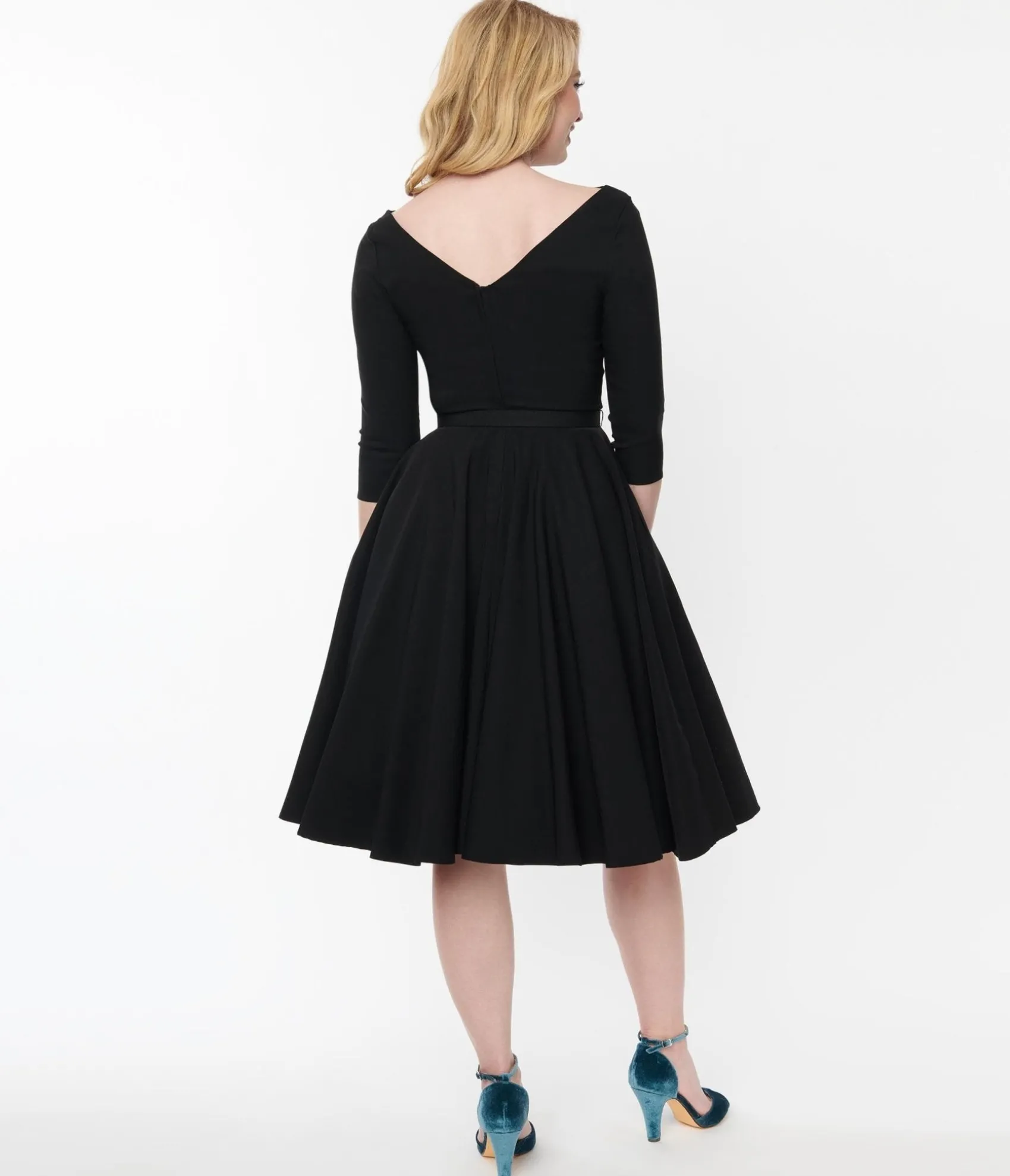 Unique Vintage Black Devon Swing Dress New
