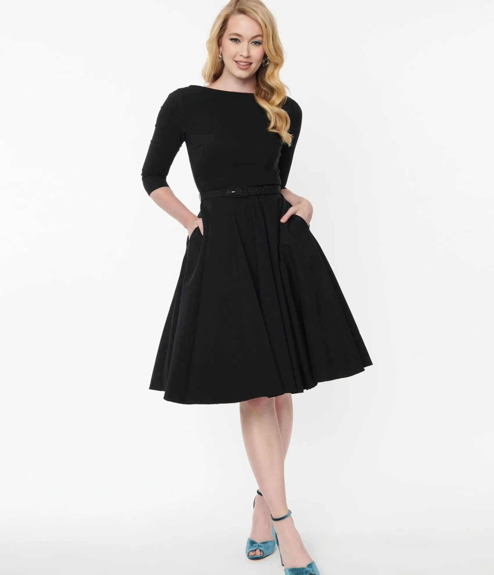 Unique Vintage Black Devon Swing Dress New