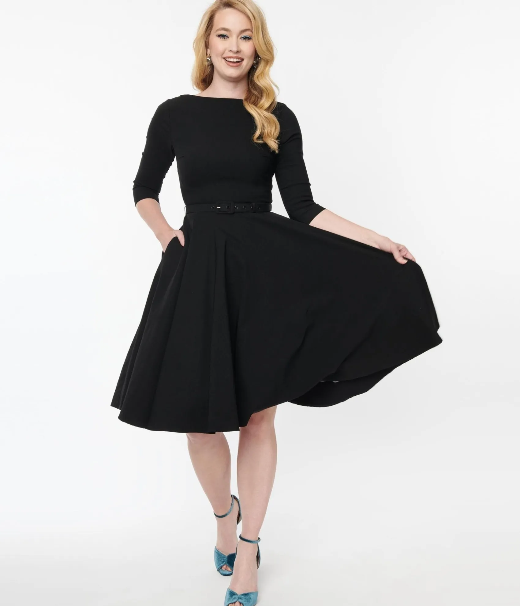 Unique Vintage Black Devon Swing Dress New