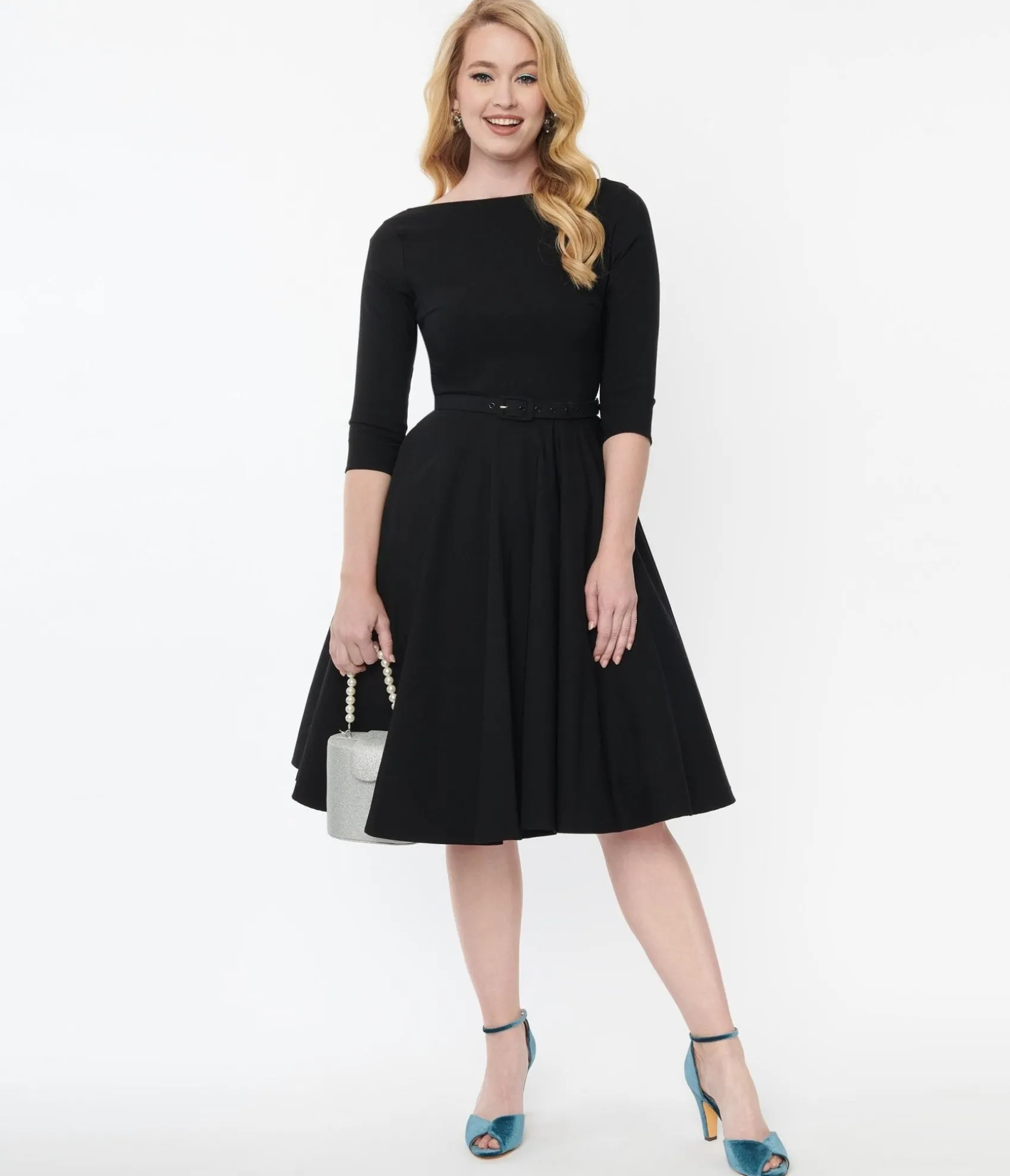Unique Vintage Black Devon Swing Dress New