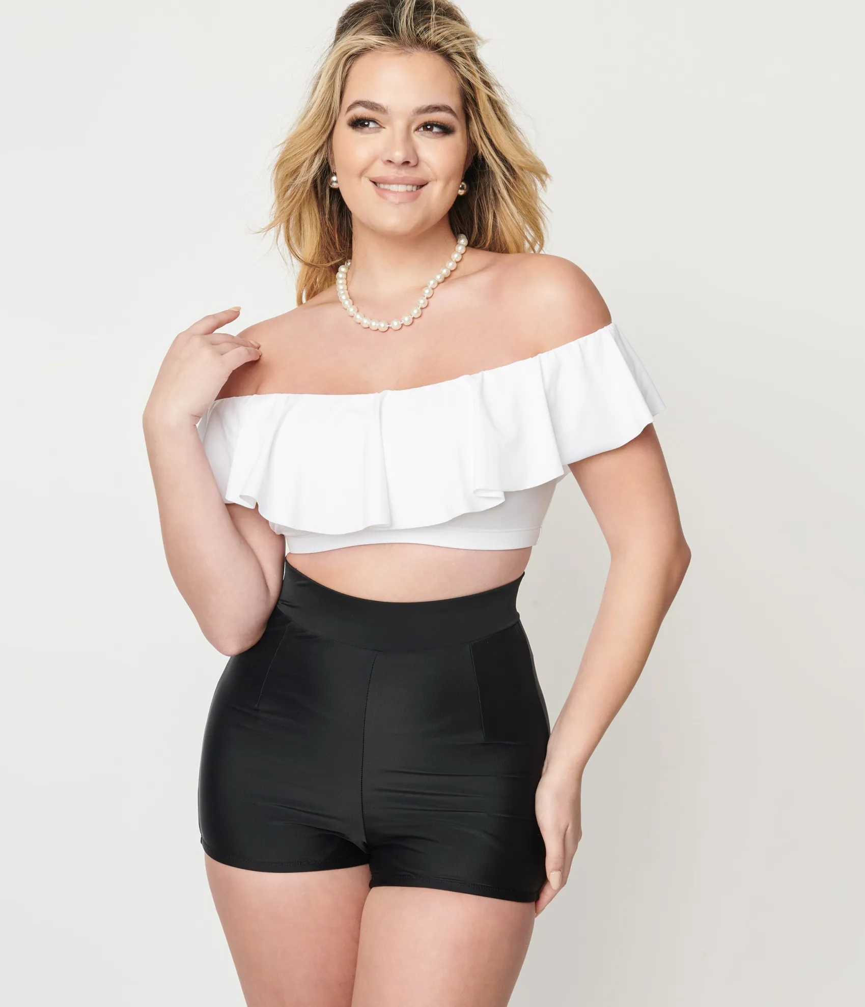 Unique Vintage Black High Waist Capitola Swim Shorts Shop