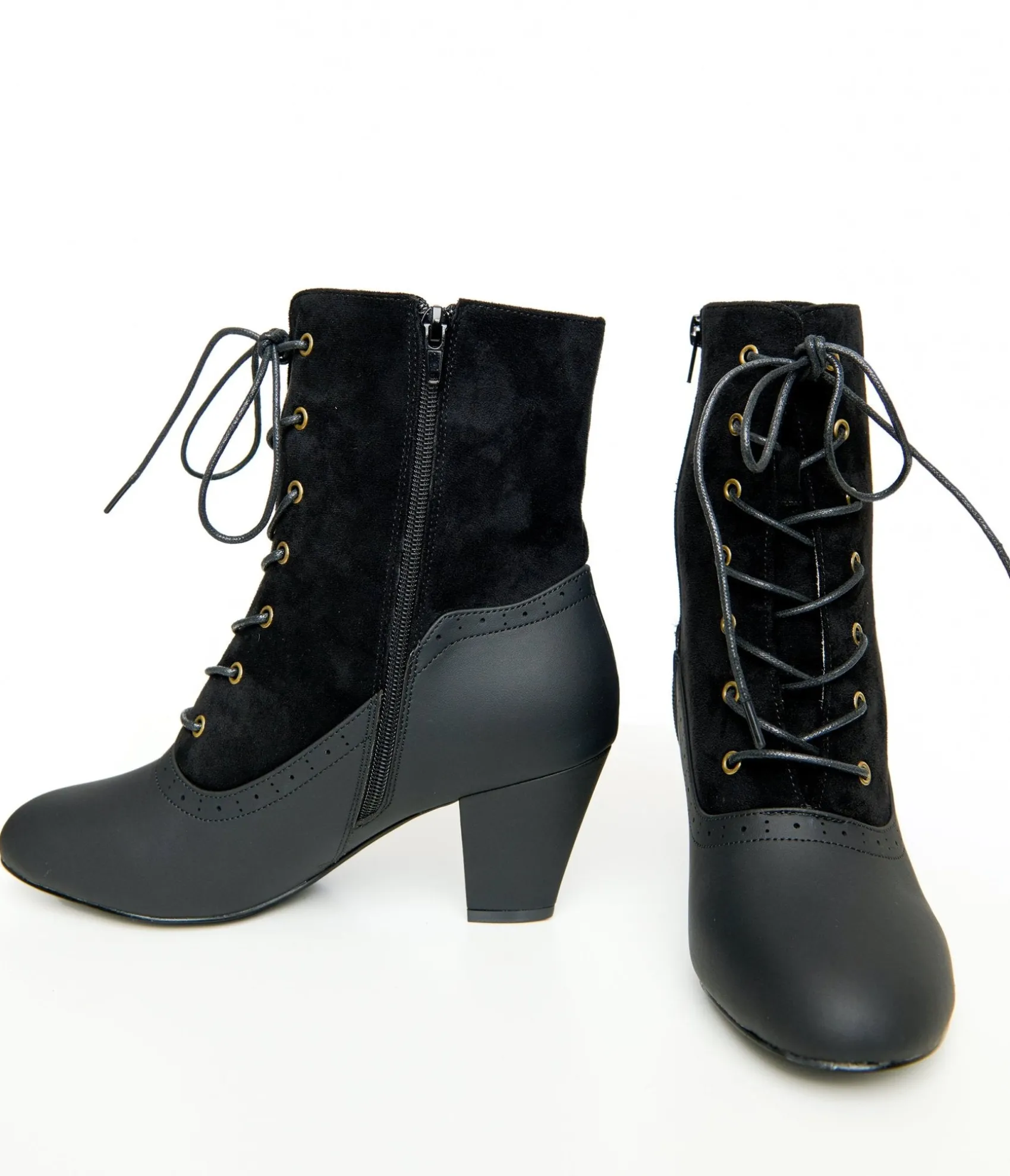 Unique Vintage Black Leatherette Victorian Boots Cheap