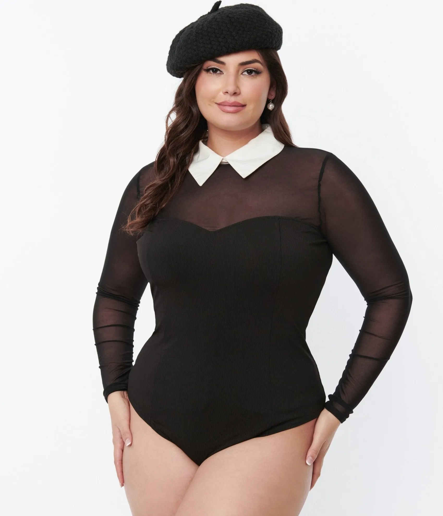 Unique Vintage Black Mesh Bodysuit Best Sale