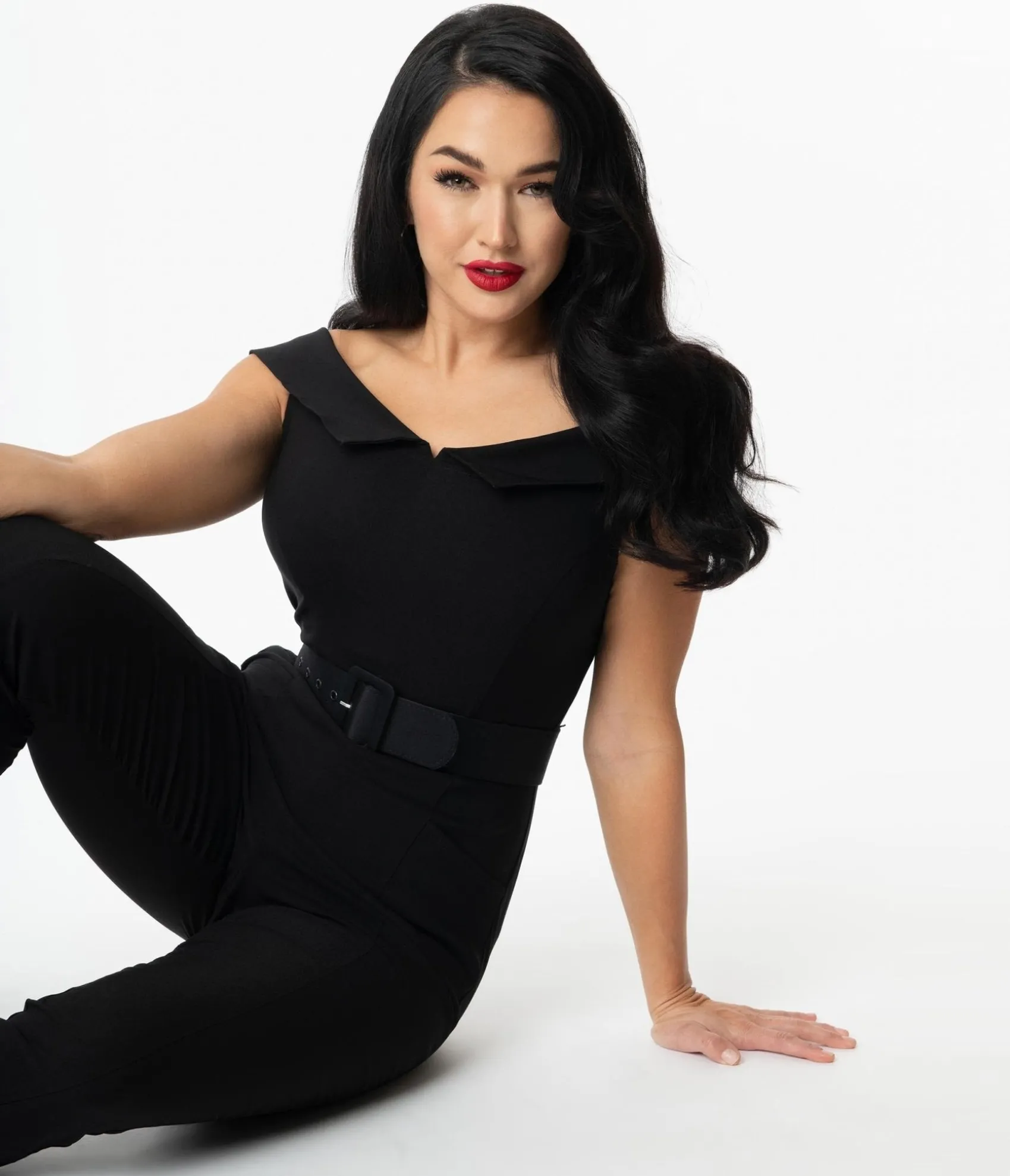 Unique Vintage Black Off Shoulder Gillian Jumpsuit Flash Sale