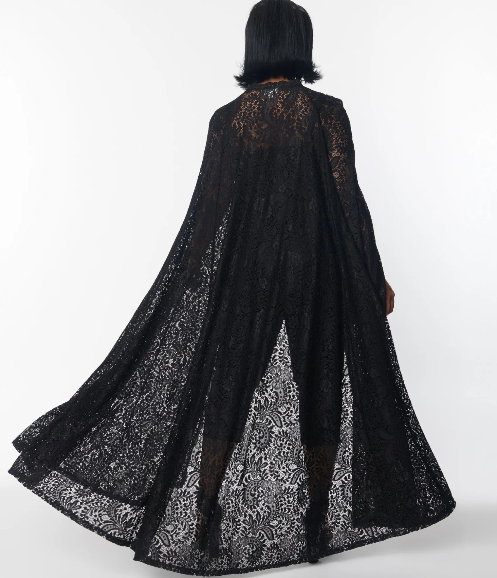 Unique Vintage Black Paisley Lace Cape Cheap