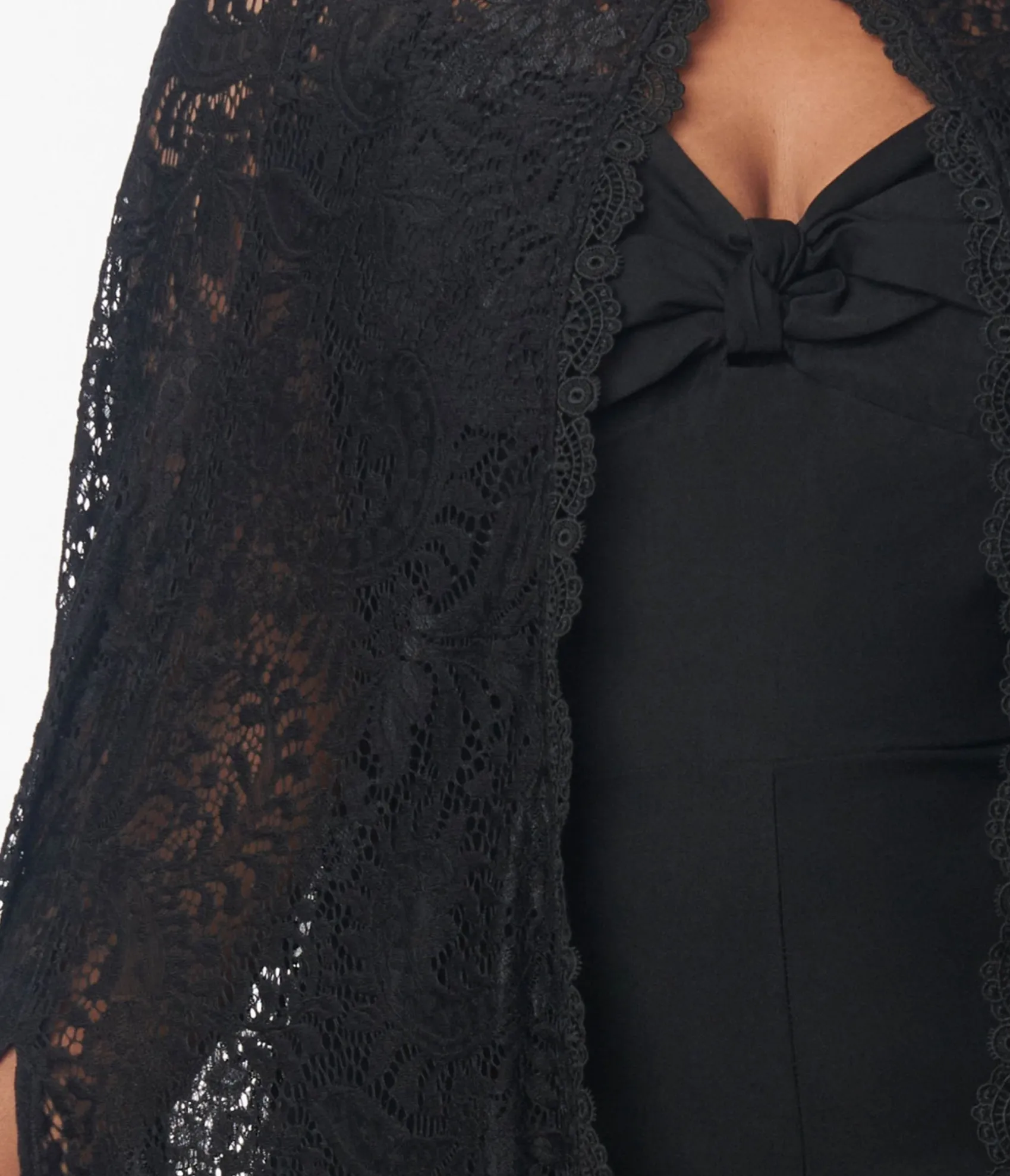 Unique Vintage Black Paisley Lace Cape Cheap