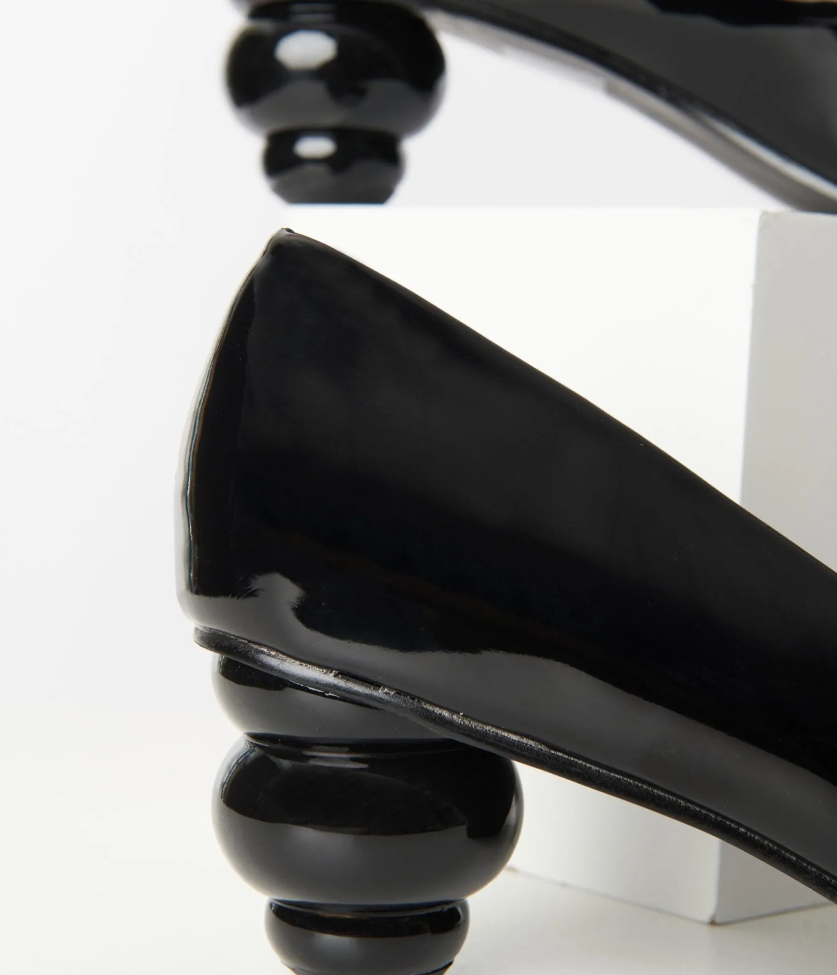 Unique Vintage Black Patent Leatherette Ball Heel Pumps Store