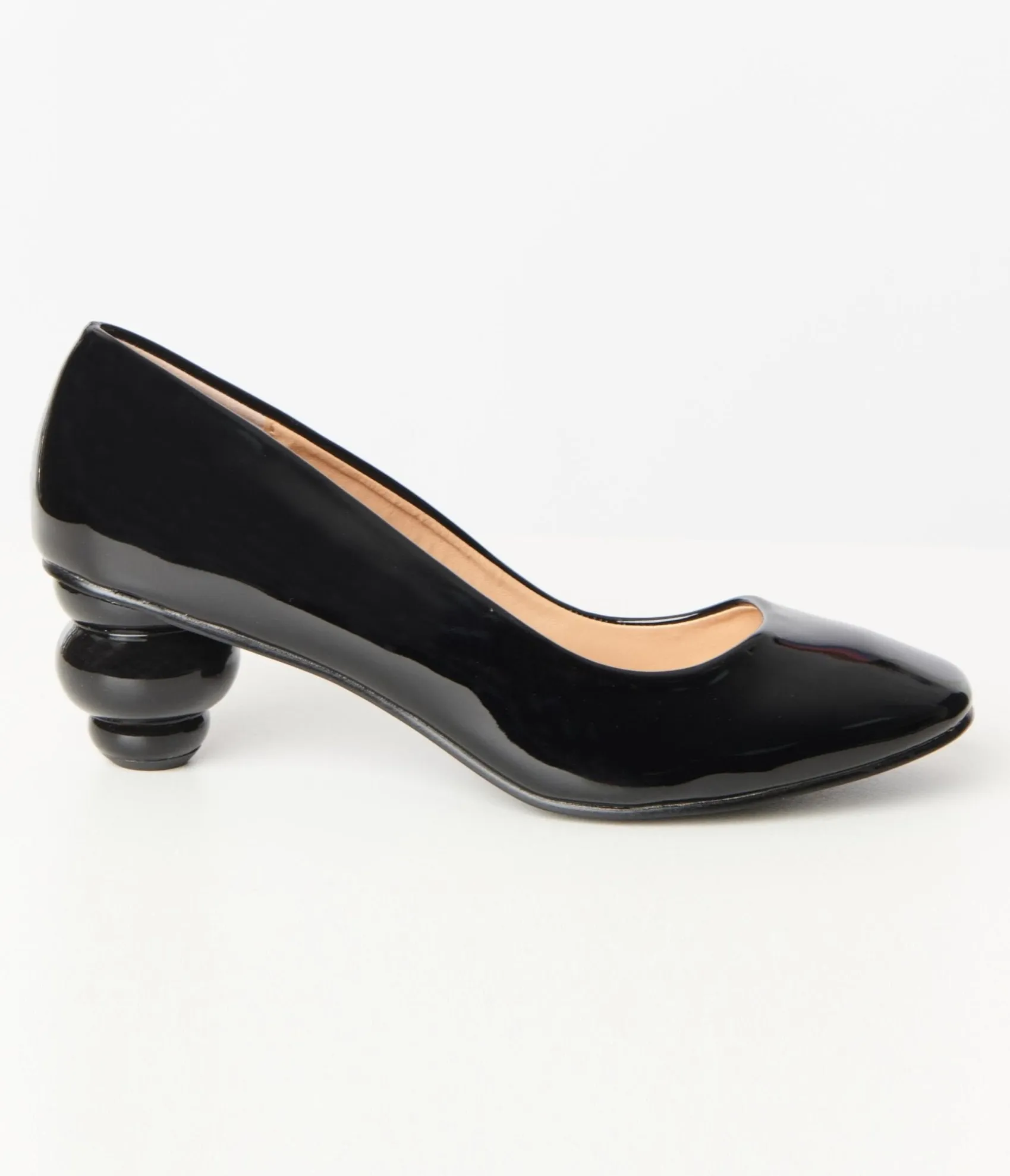 Unique Vintage Black Patent Leatherette Ball Heel Pumps Store