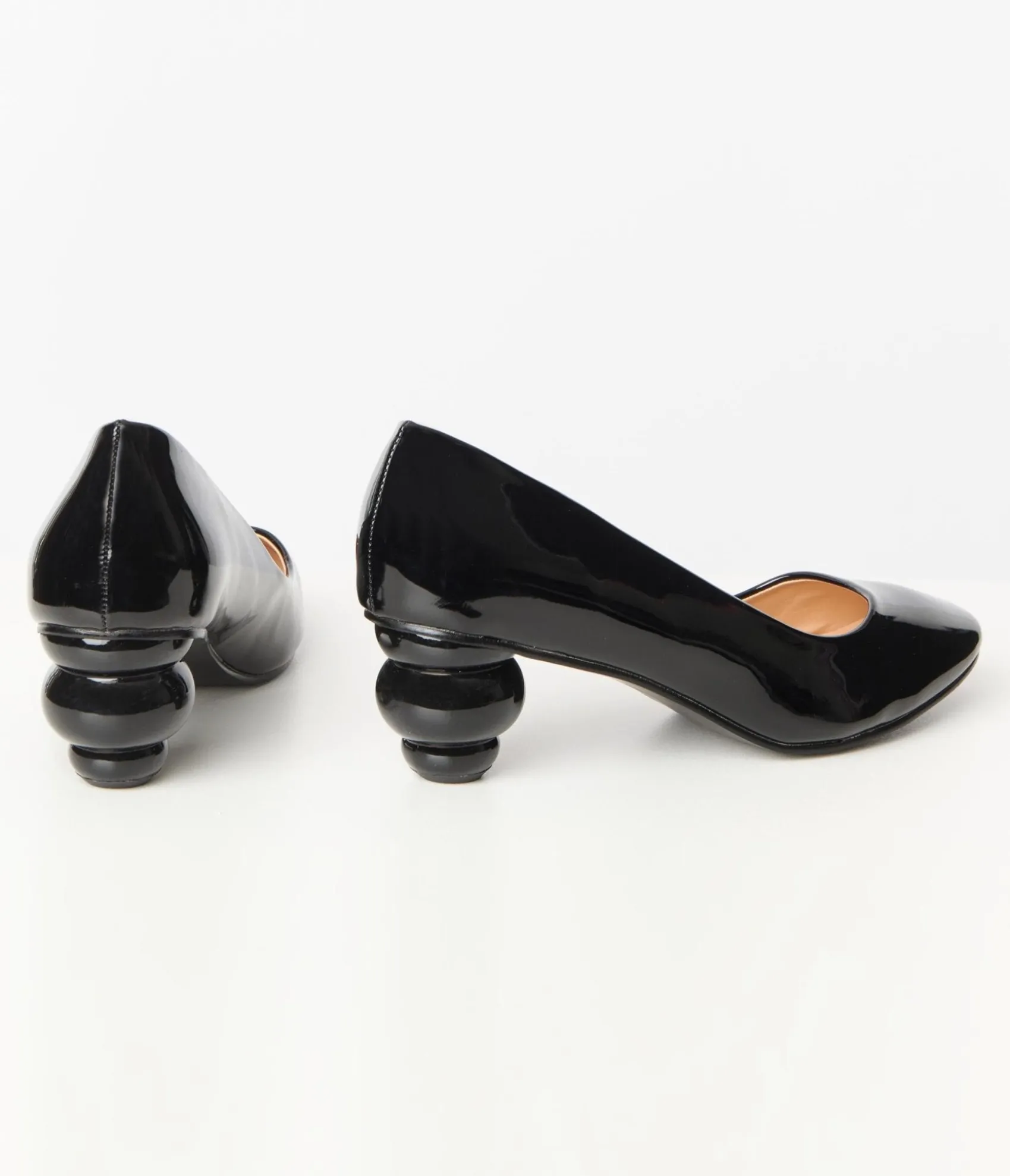 Unique Vintage Black Patent Leatherette Ball Heel Pumps Store