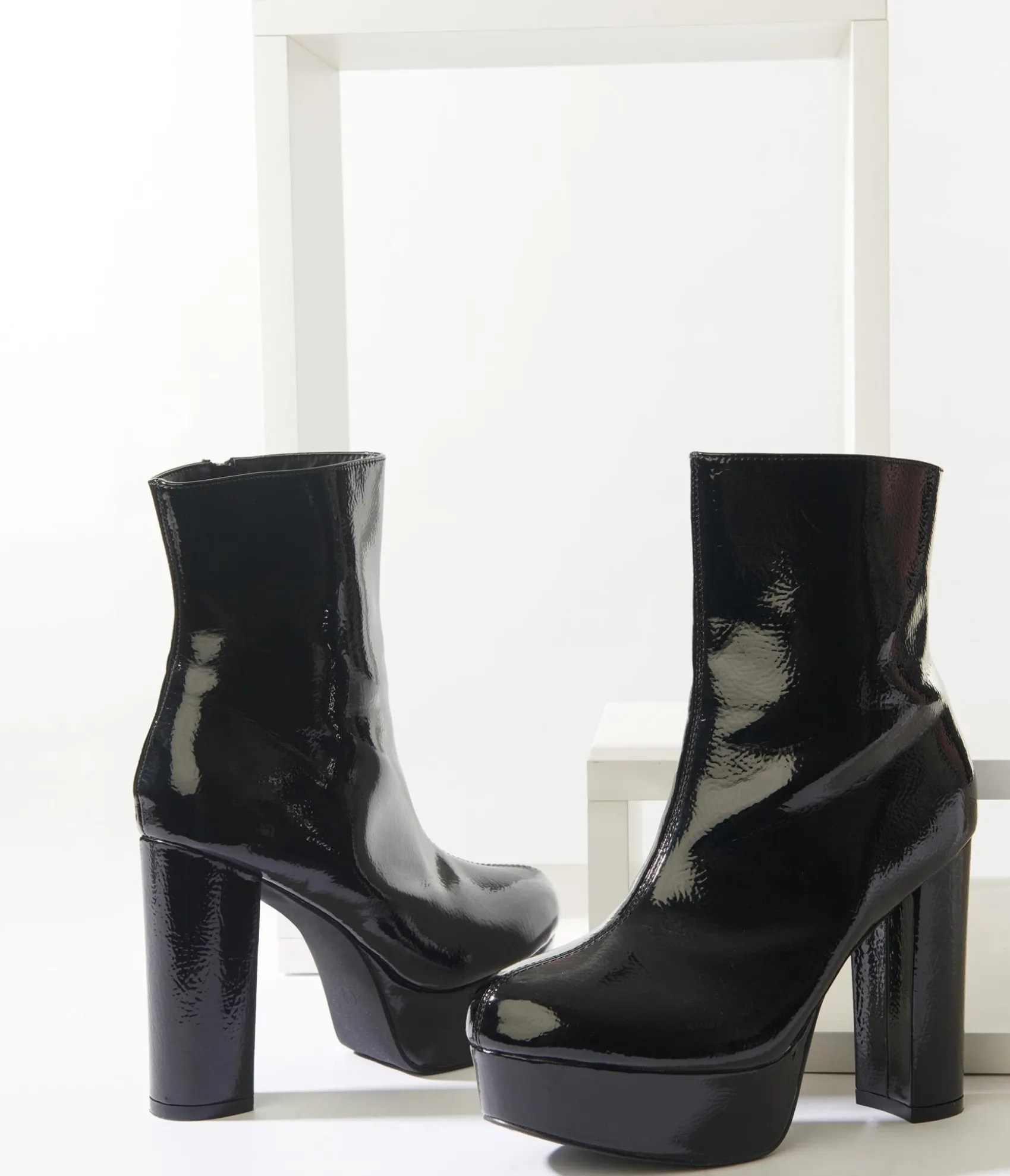 Unique Vintage Black Platform Heel Ankle Boots Discount