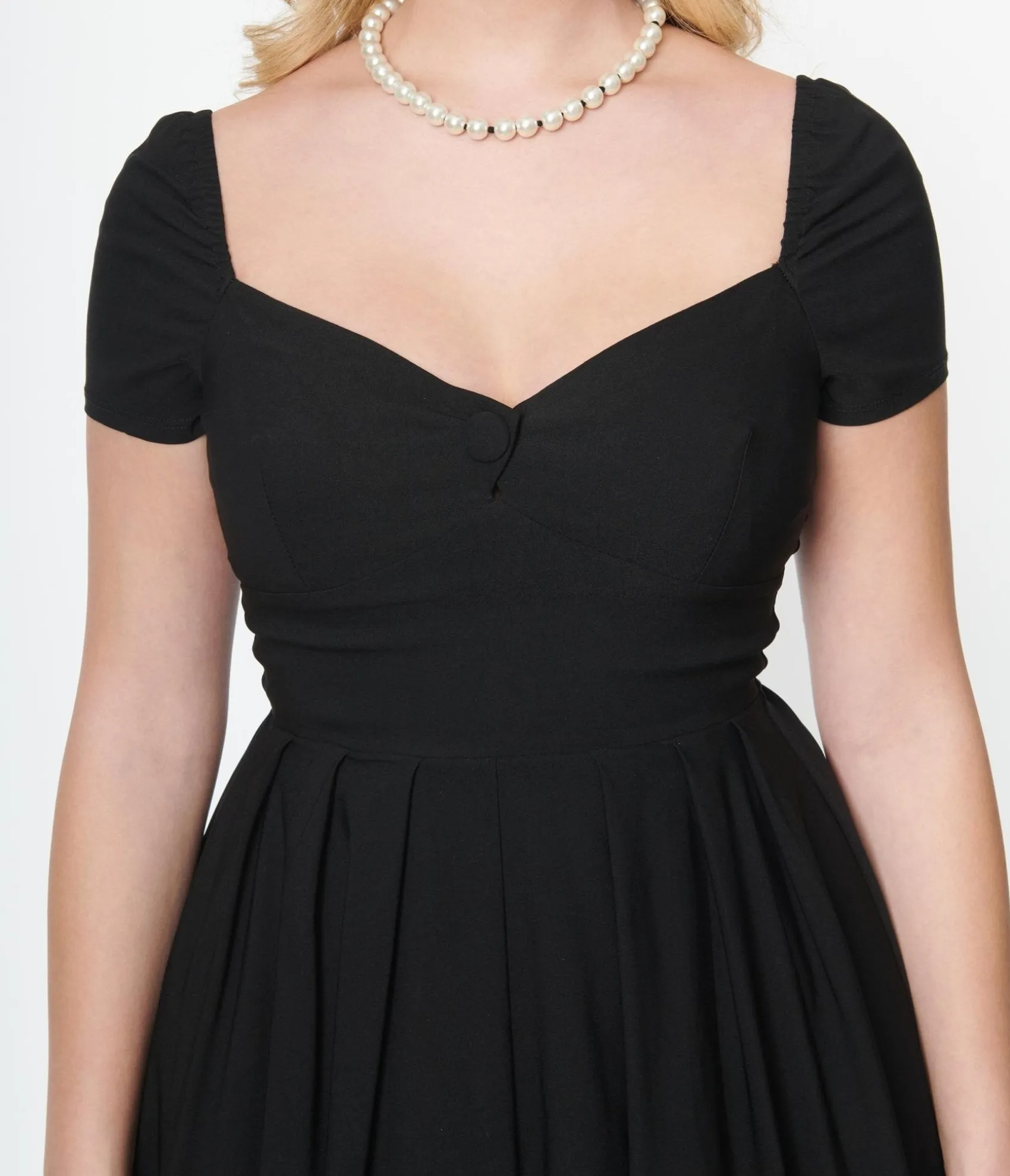 Unique Vintage Black Sweetheart Midge Swing Dress Hot