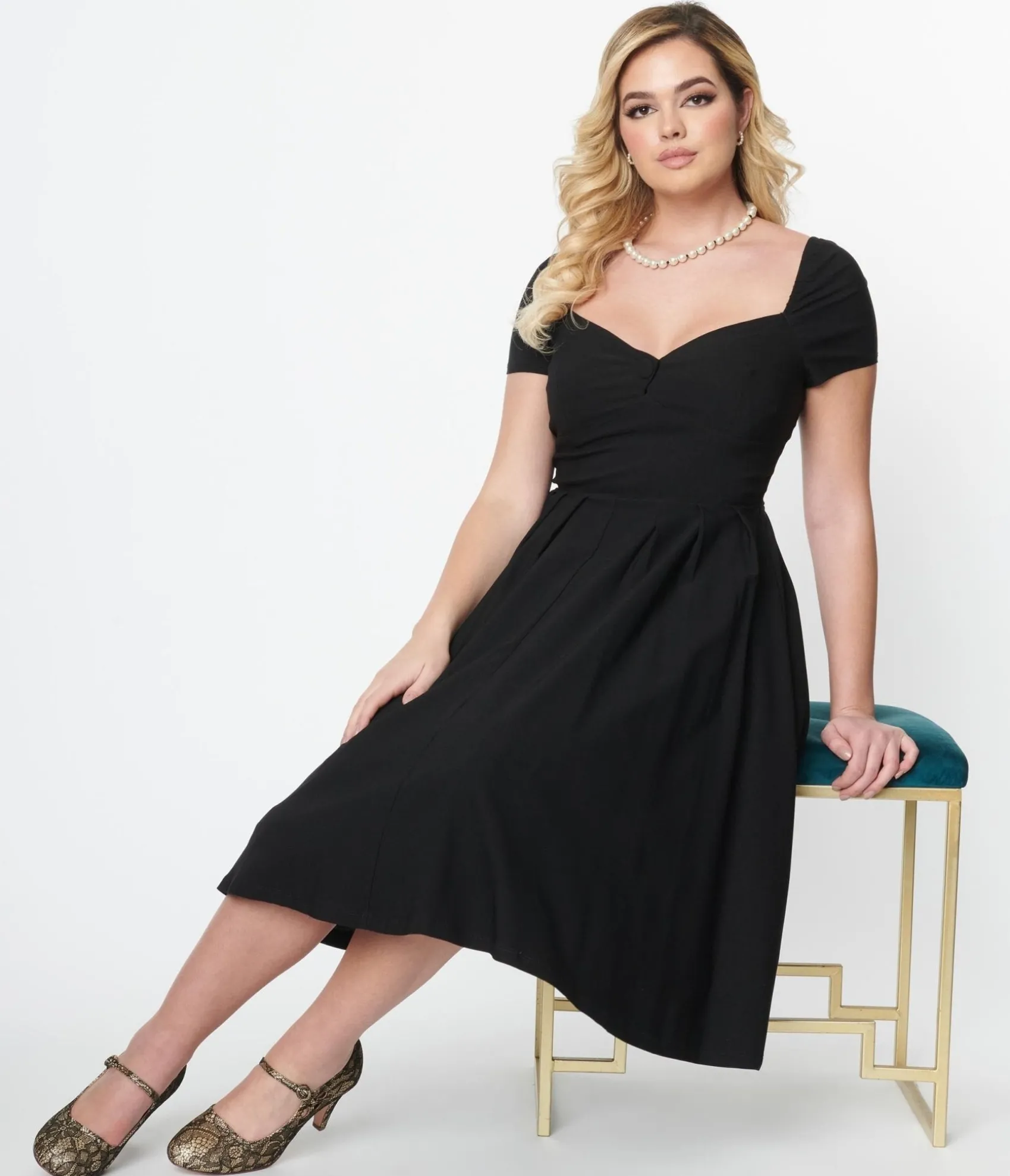 Unique Vintage Black Sweetheart Midge Swing Dress Hot