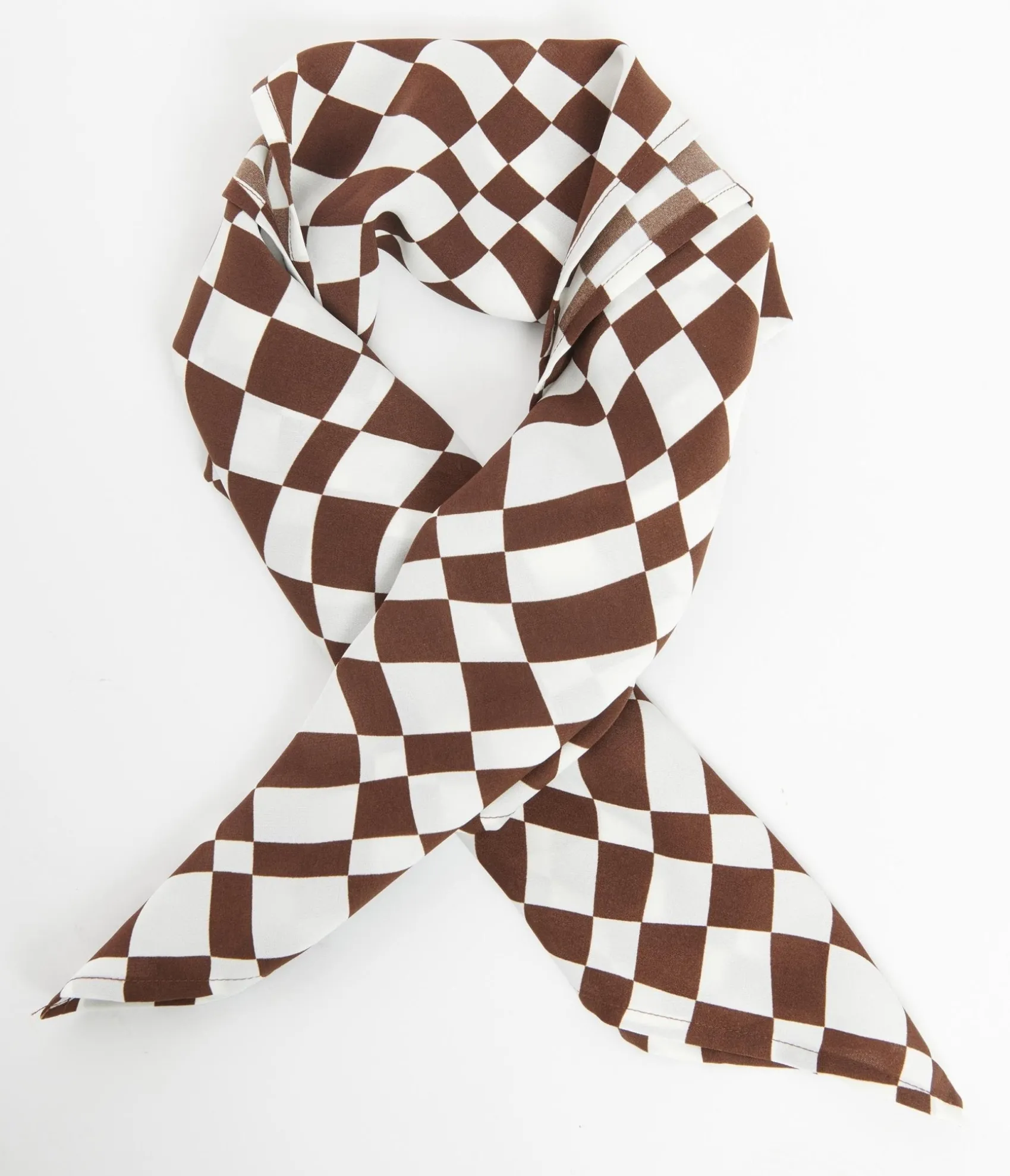 Unique Vintage Brown Distorted Check Hair Scarf Online