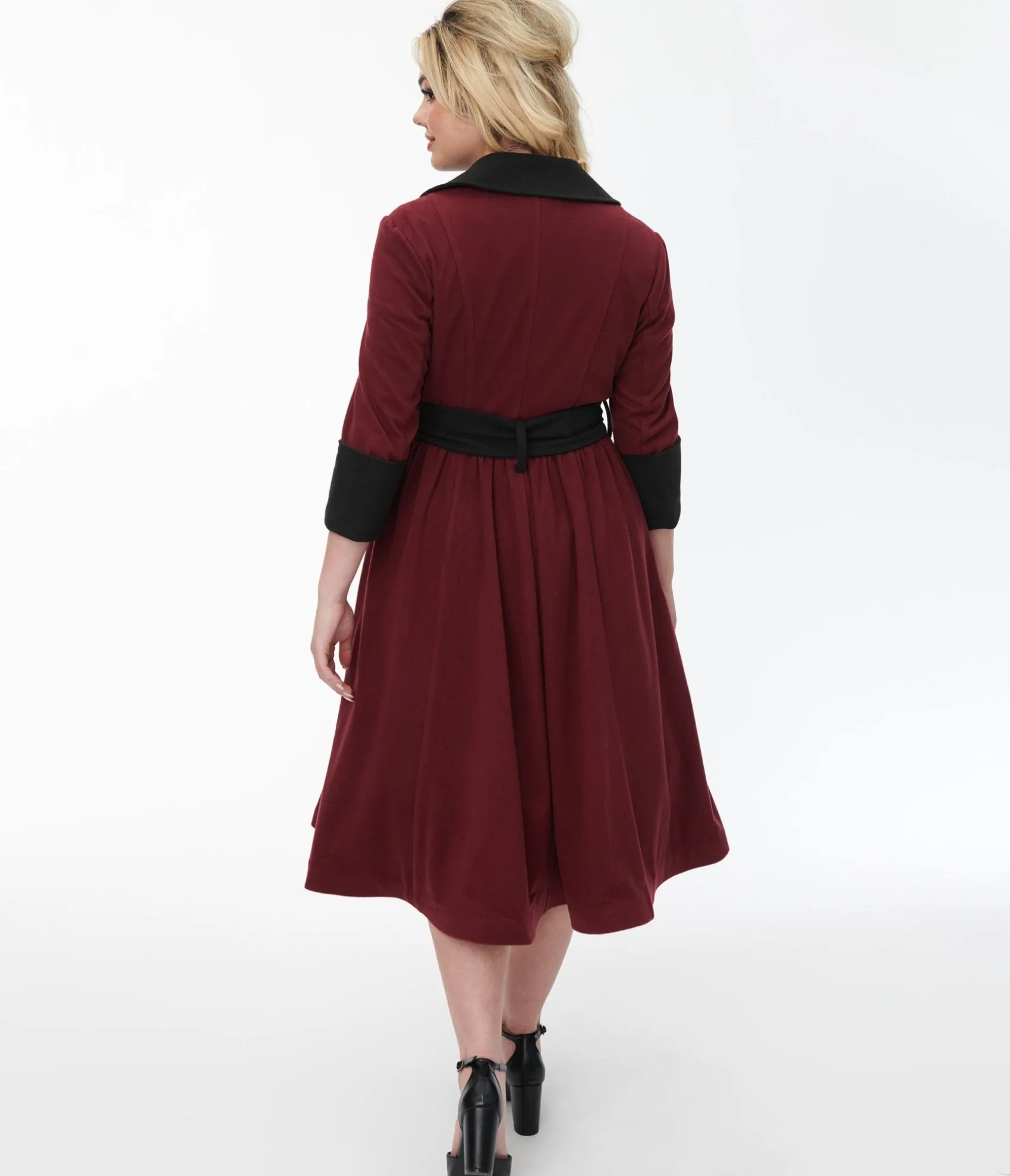 Unique Vintage Burgundy & Black Swing Coat Store