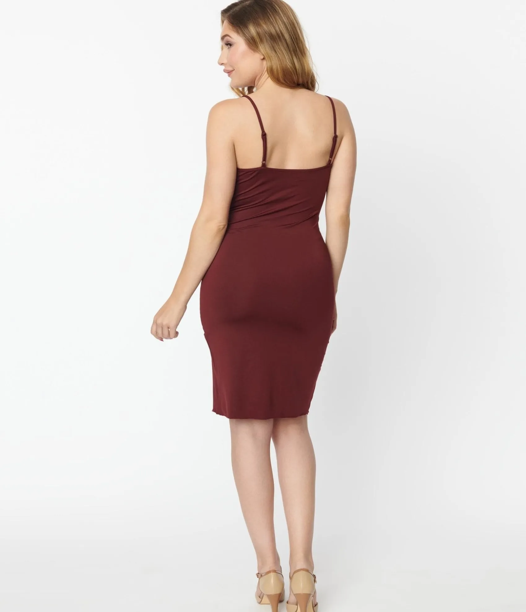 Unique Vintage Burgundy Long Slip Cheap