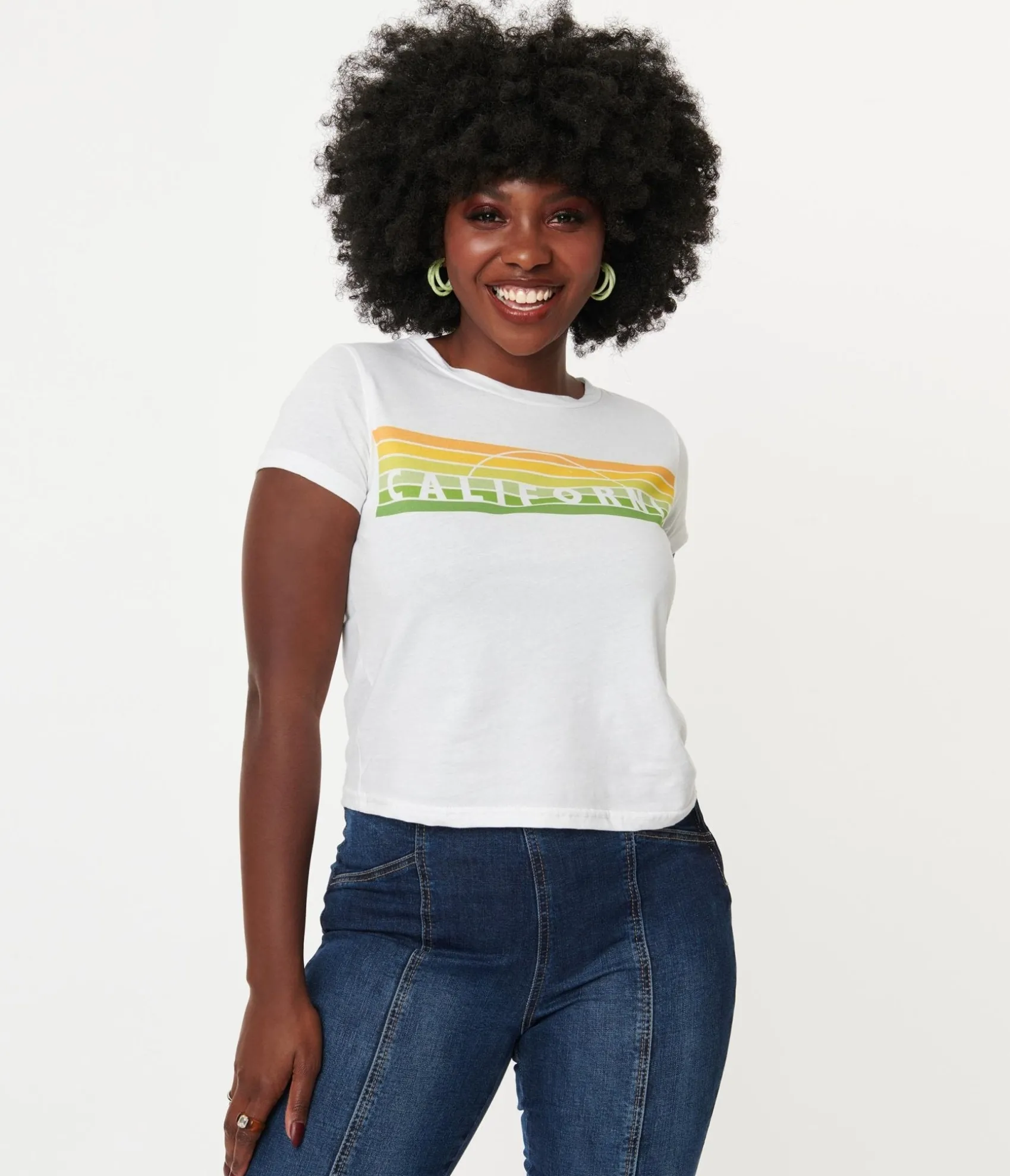 Unique Vintage California Graphic Crop Tee Flash Sale