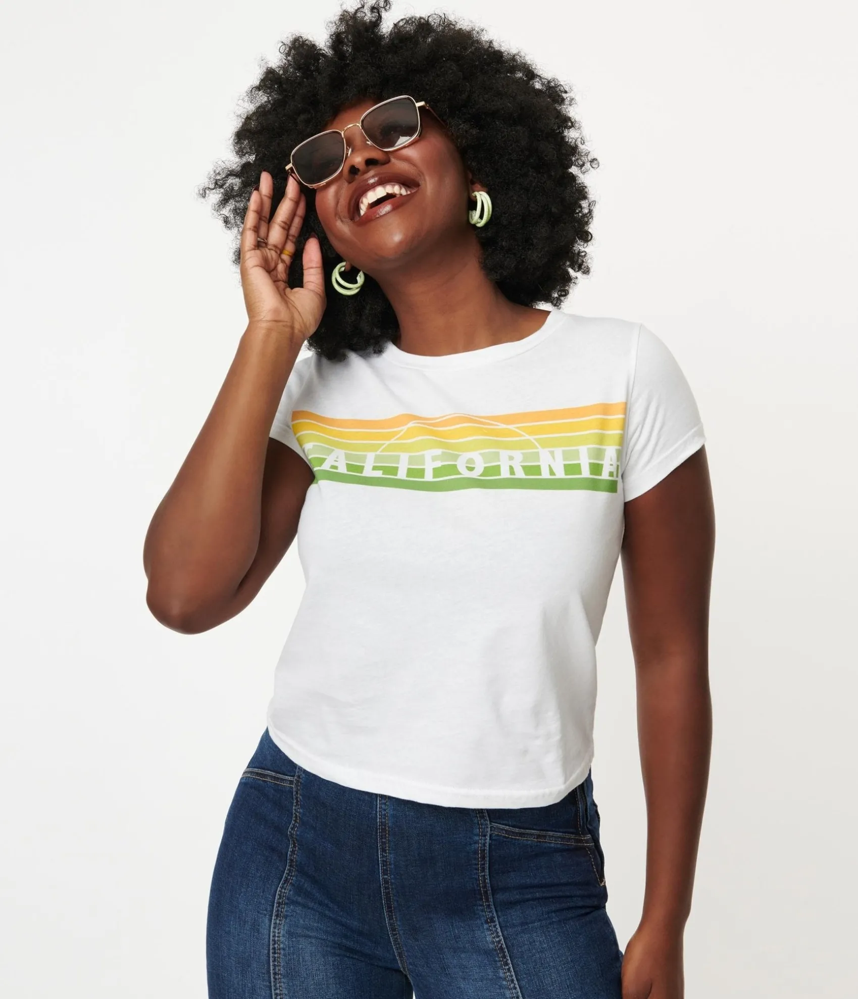 Unique Vintage California Graphic Crop Tee Flash Sale