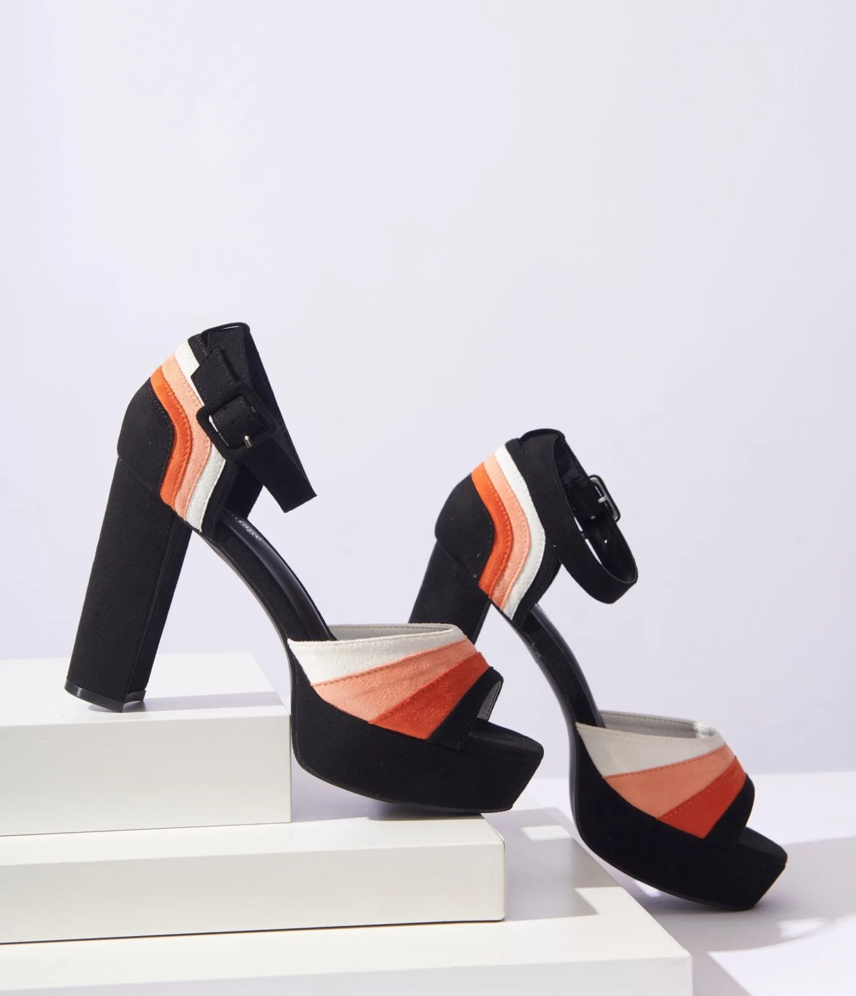 Unique Vintage Candy Corn Suede Peep Toe Pumps Best Sale