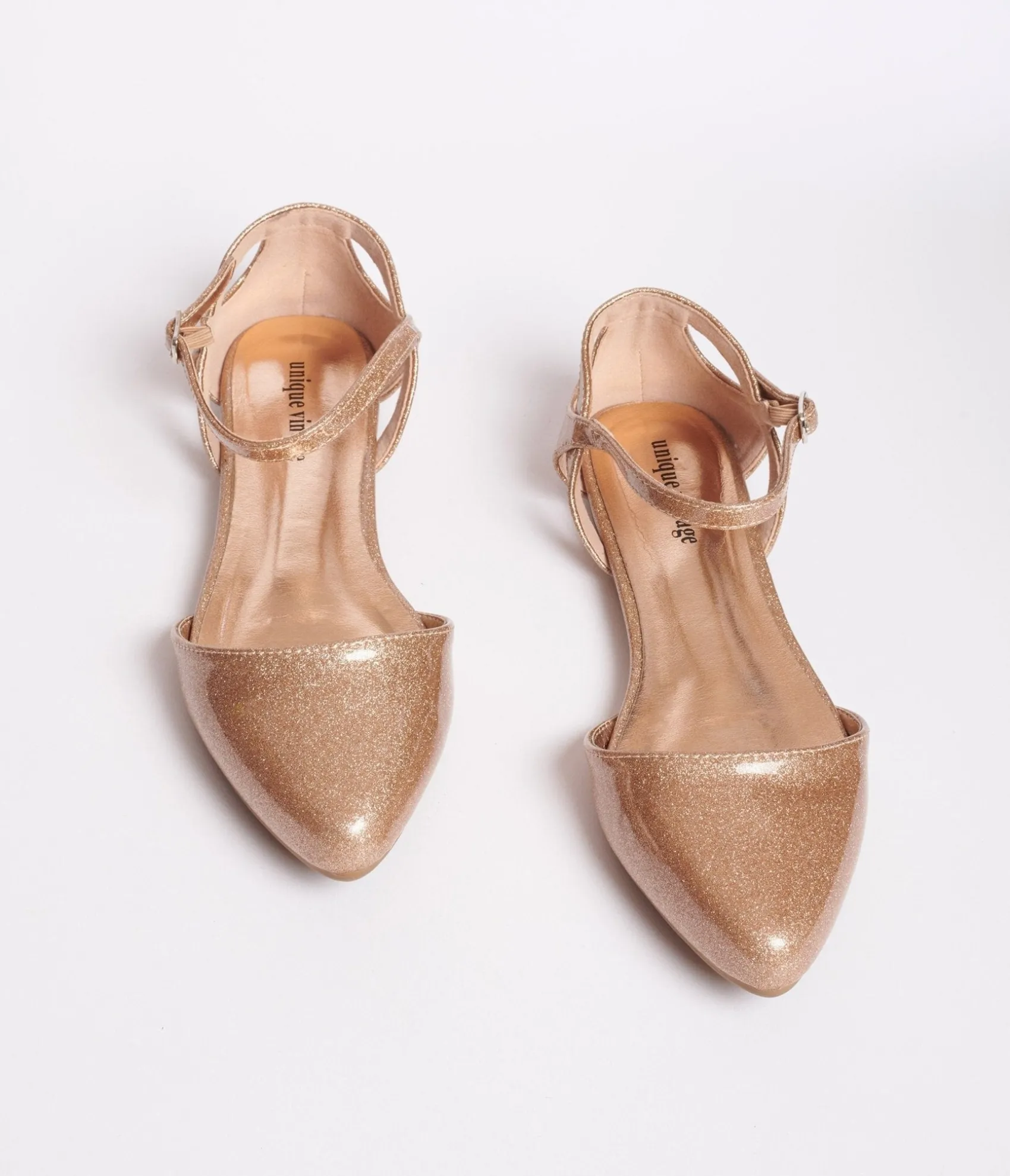 Unique Vintage Champagne Glitter Libby Flats Best