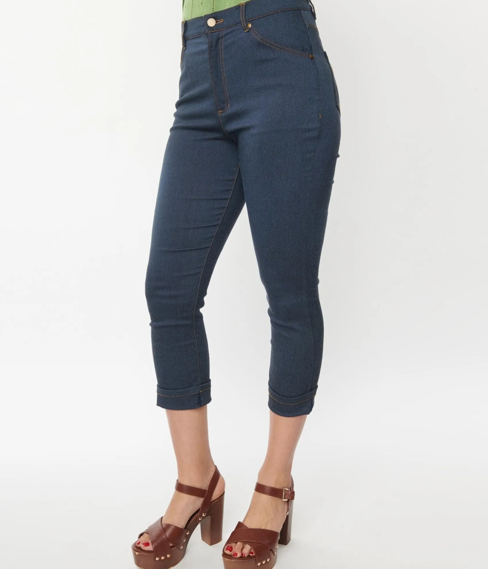 Unique Vintage Denim Bengaline Capris Discount