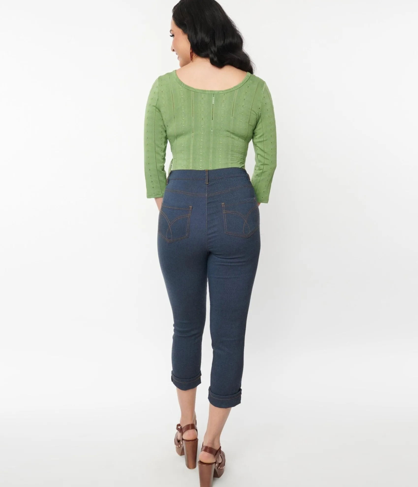 Unique Vintage Denim Bengaline Capris Discount