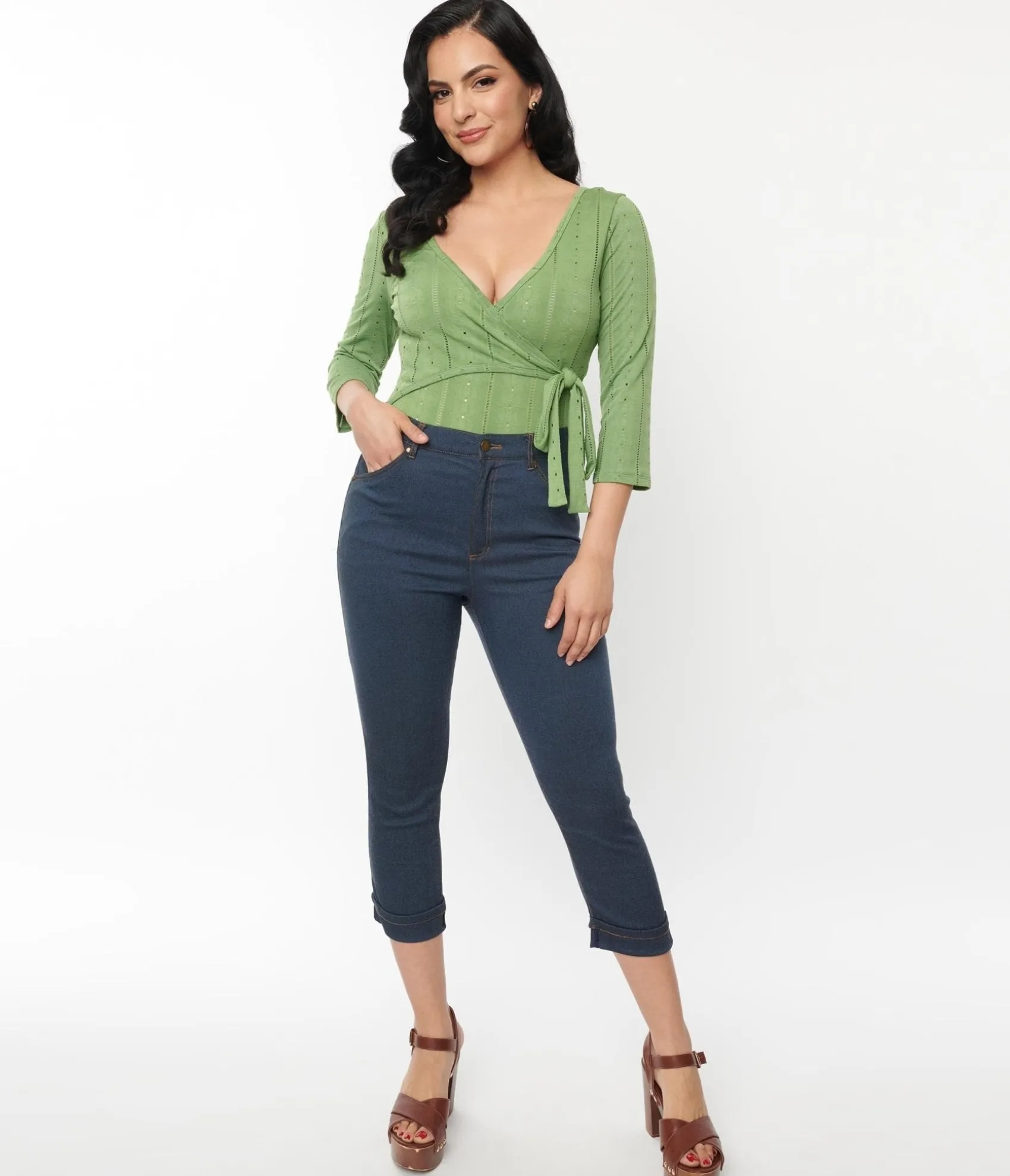 Unique Vintage Denim Bengaline Capris Discount