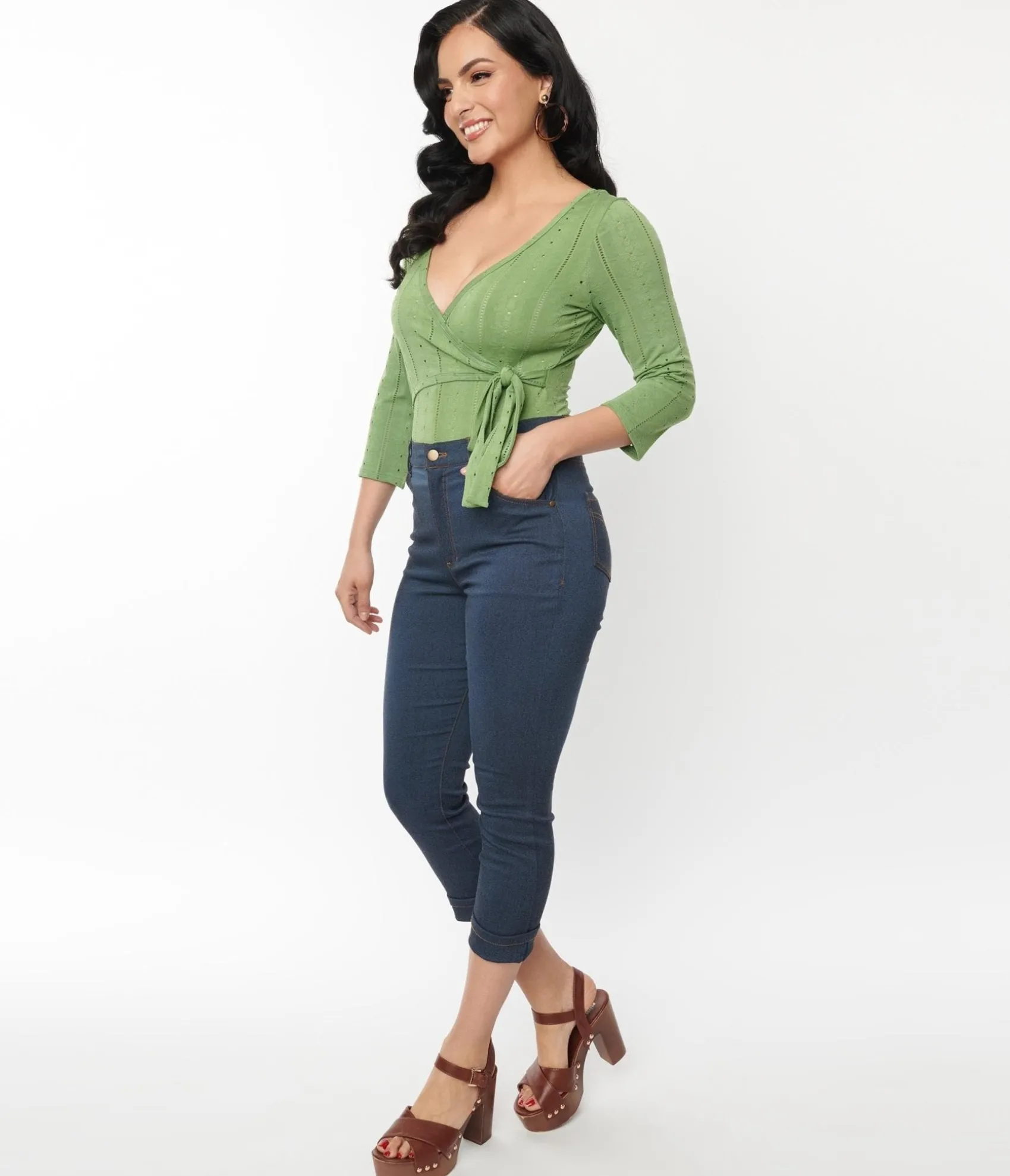 Unique Vintage Denim Bengaline Capris Discount