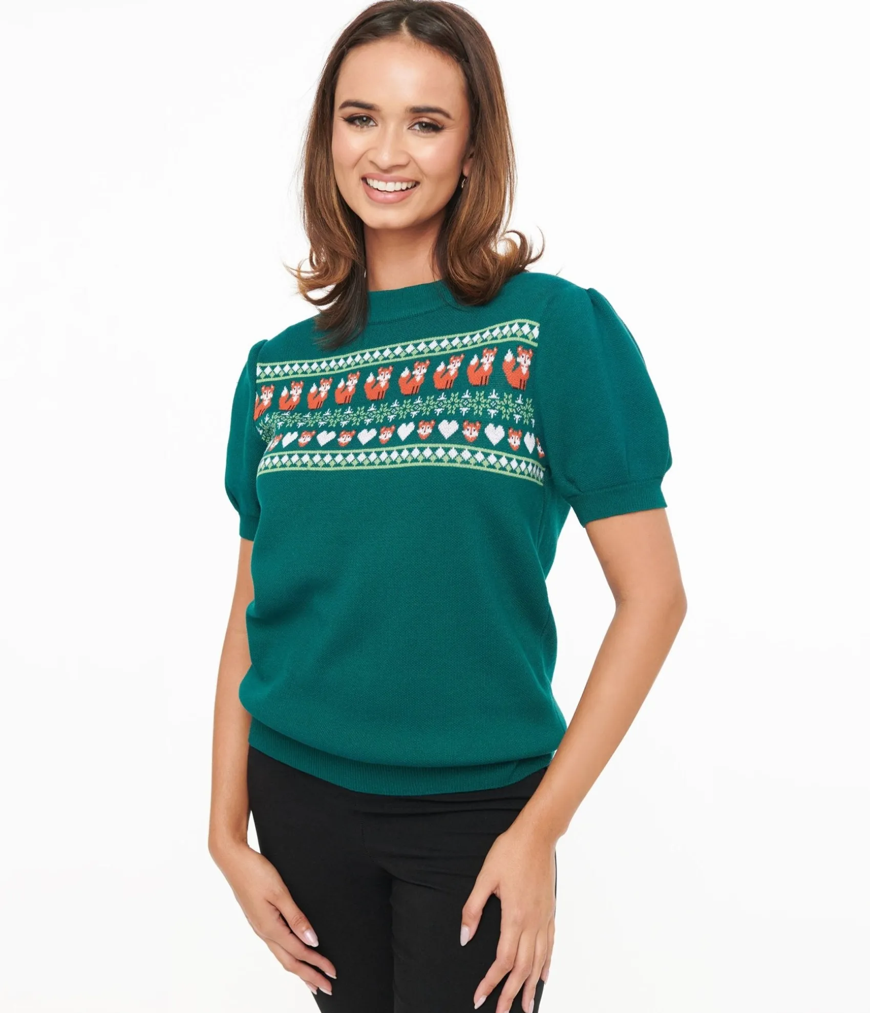 Unique Vintage Green Fox Fair Isle Paige Sweater Shop